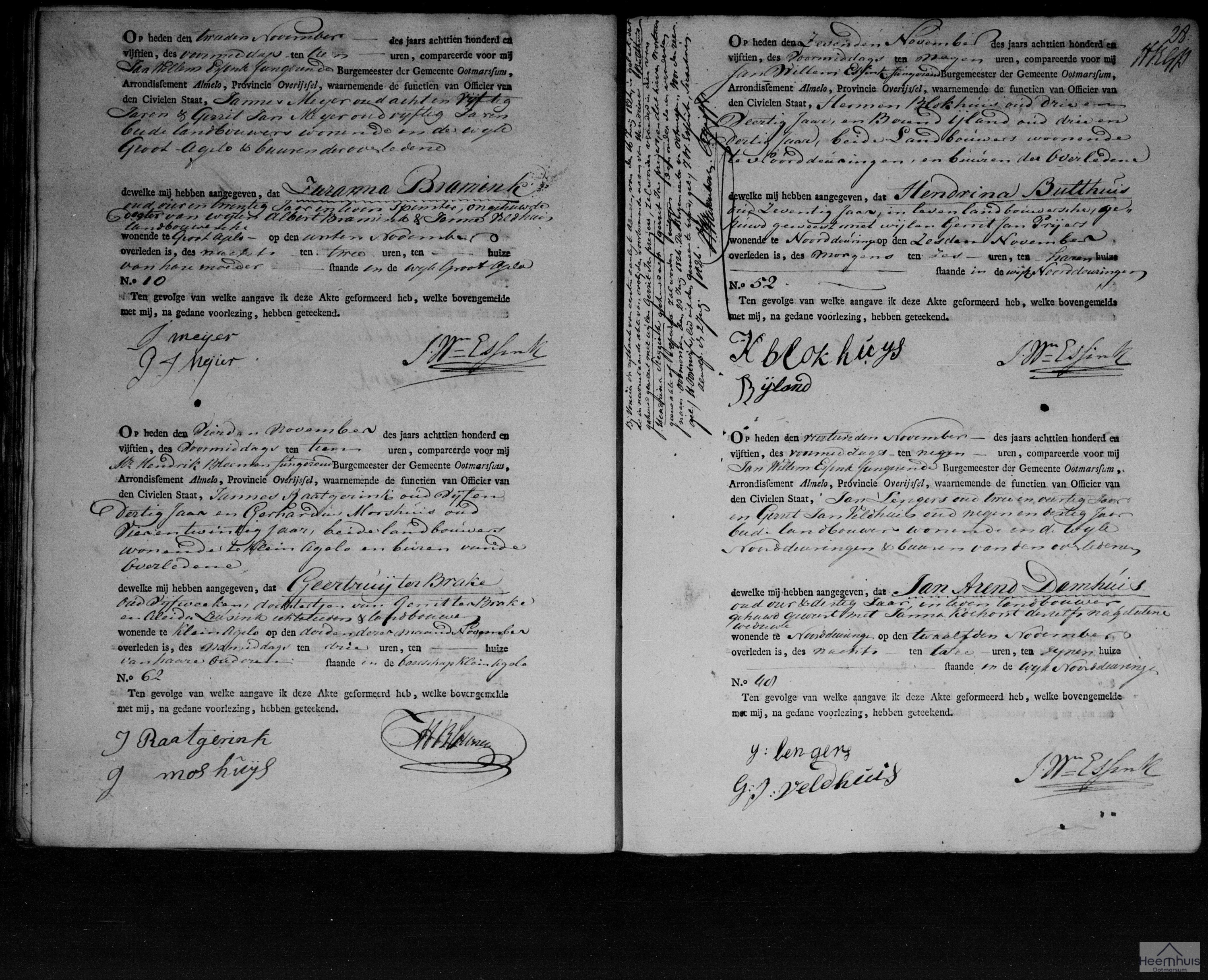 Overlijdensakte van Jan Arend Damhuis Overlijdensakte van Jan Arend Damhuis