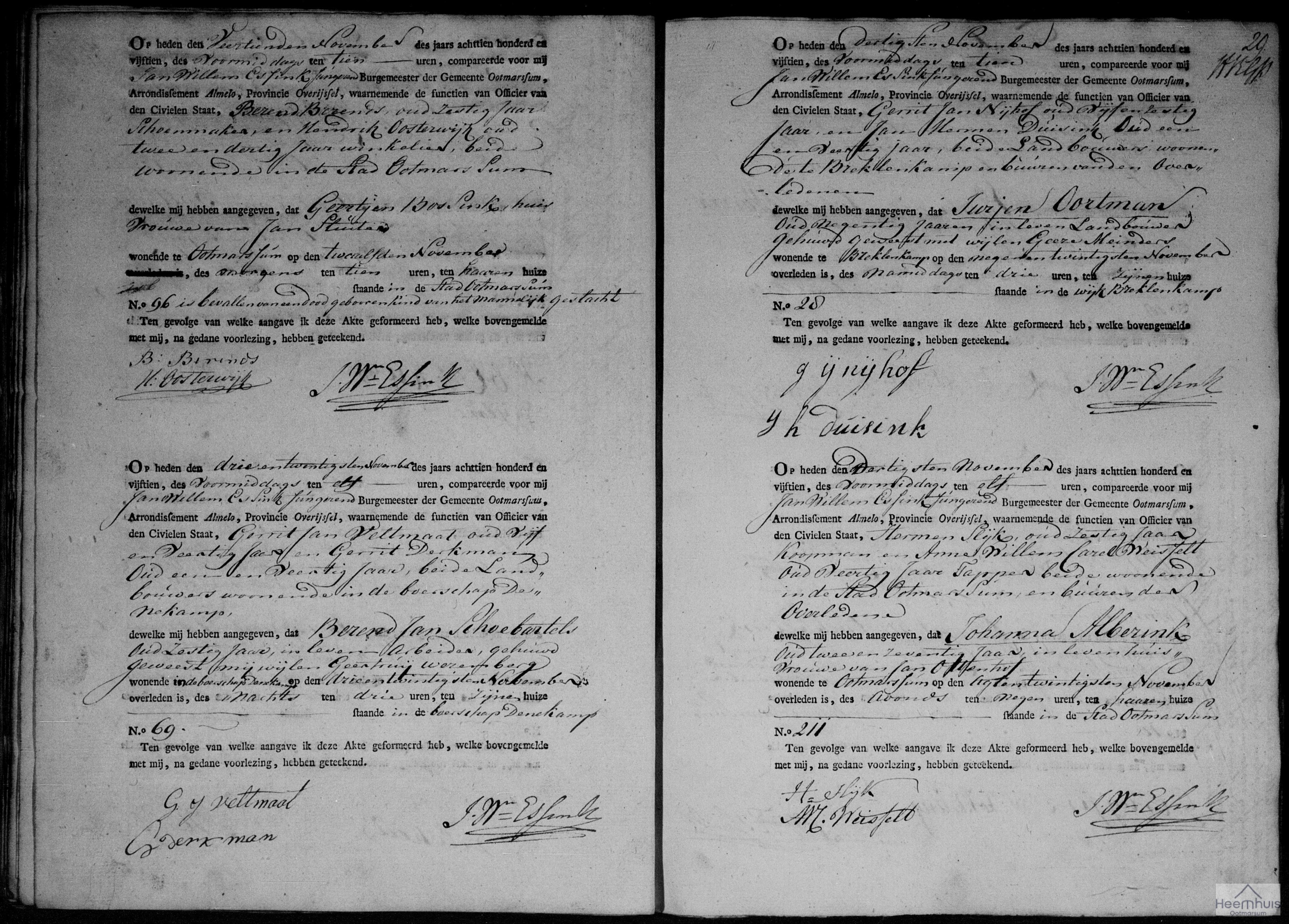 Overlijdensakte van Johanna Alberink