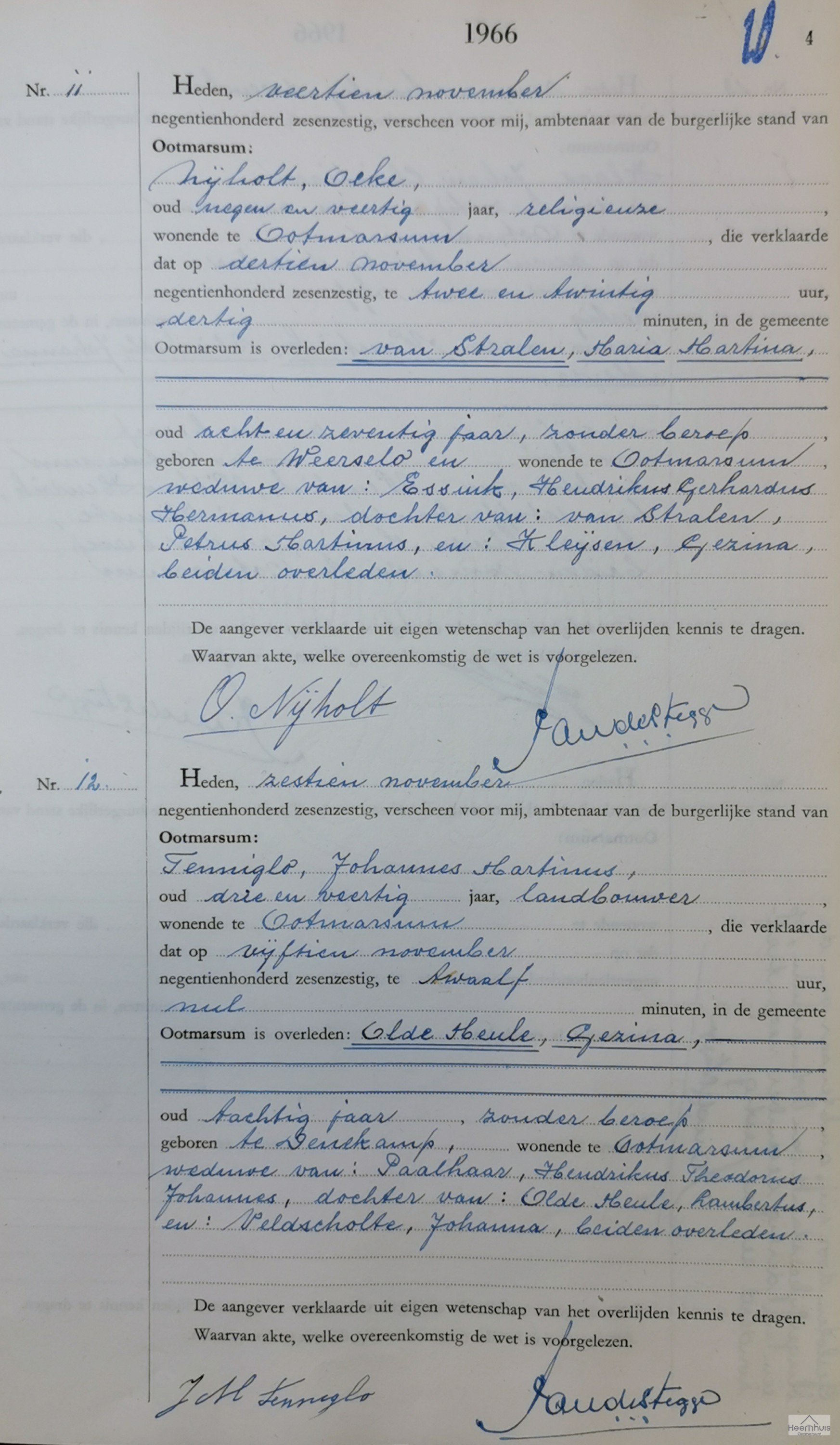 Overlijdensakte van Maria Martina van Stralen Overlijdensakte van Maria Martina van Stralen