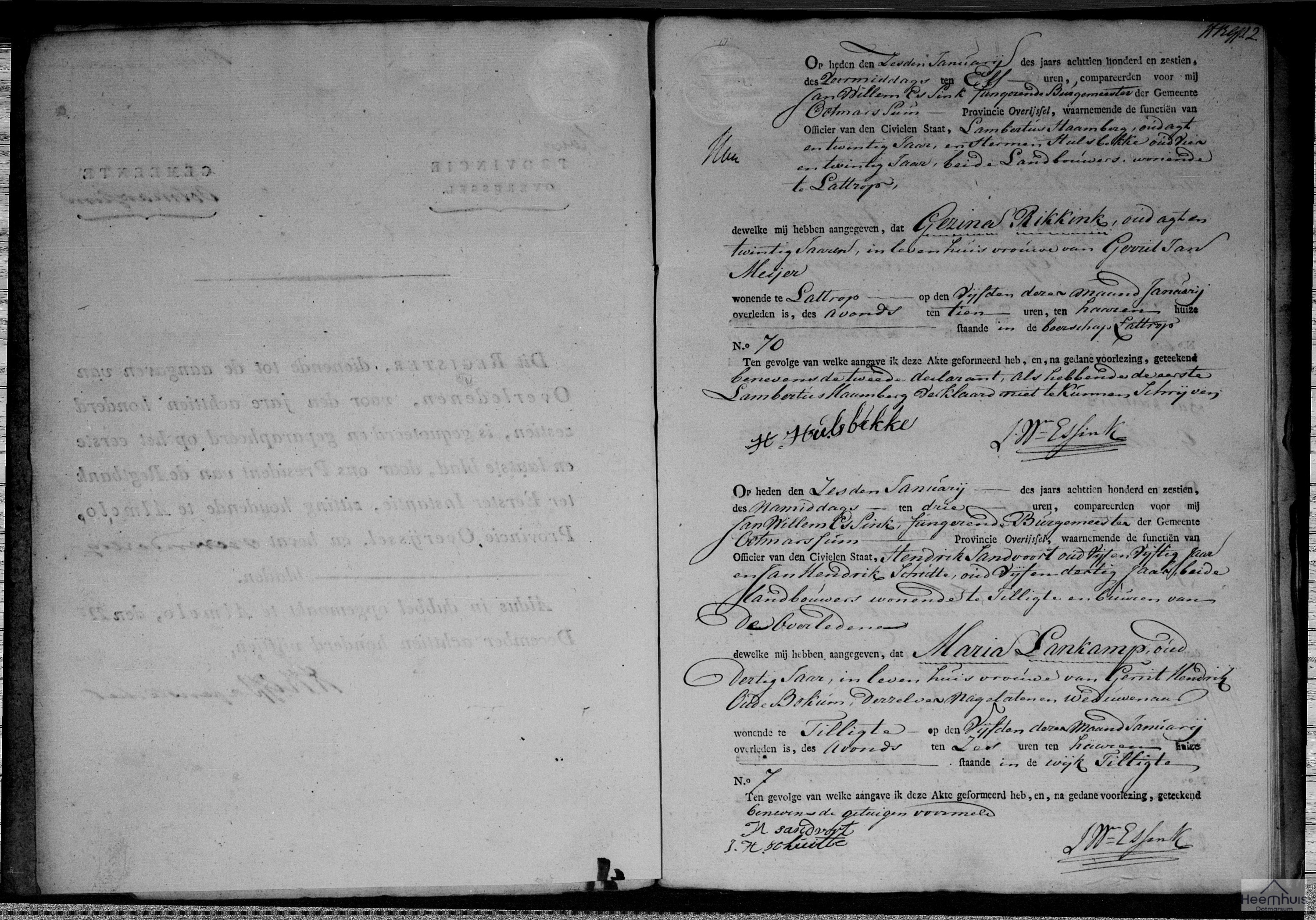 Overlijdensakte van Gezina Rikkink