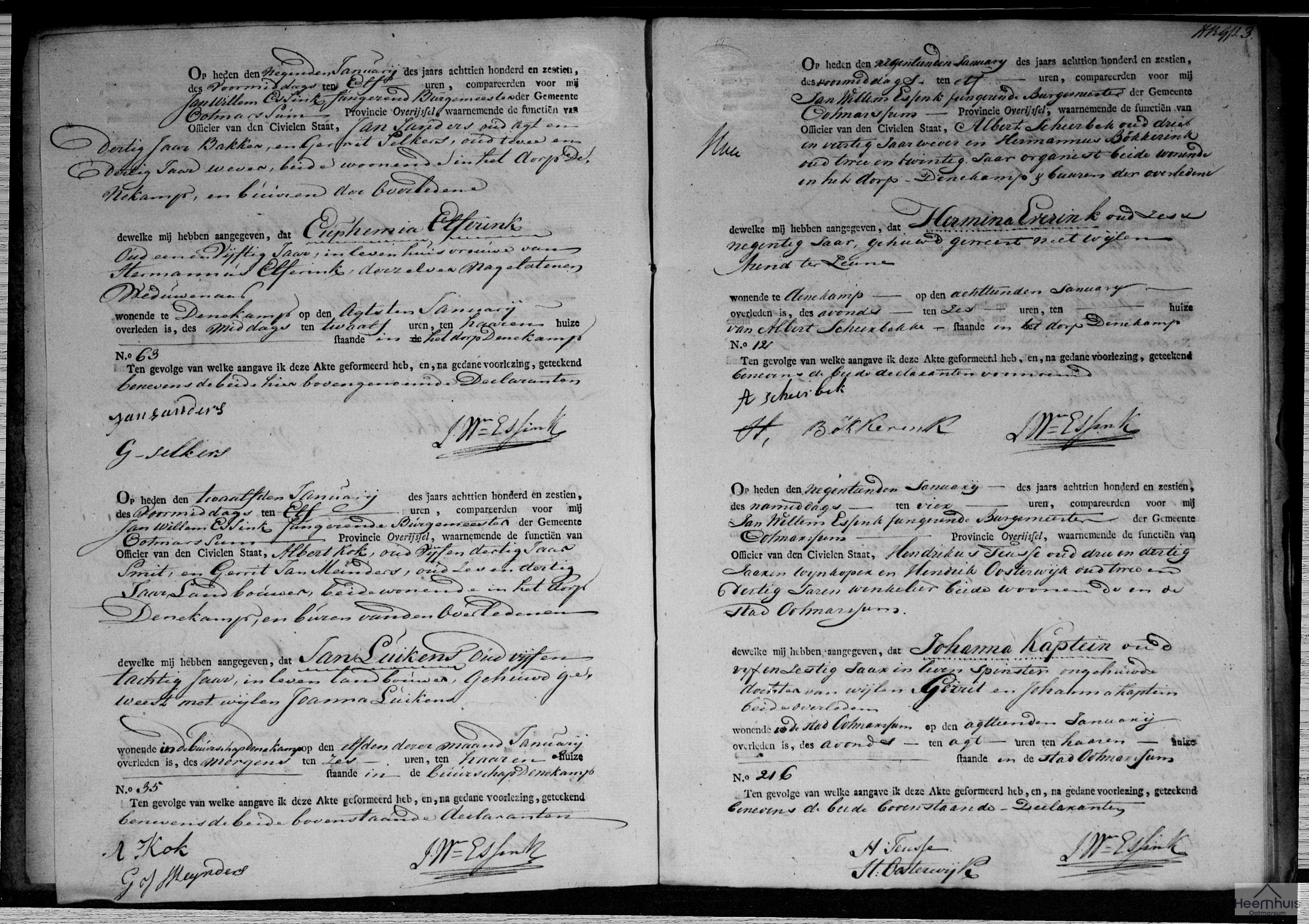 Overlijdensakte van Johanna Kaptein