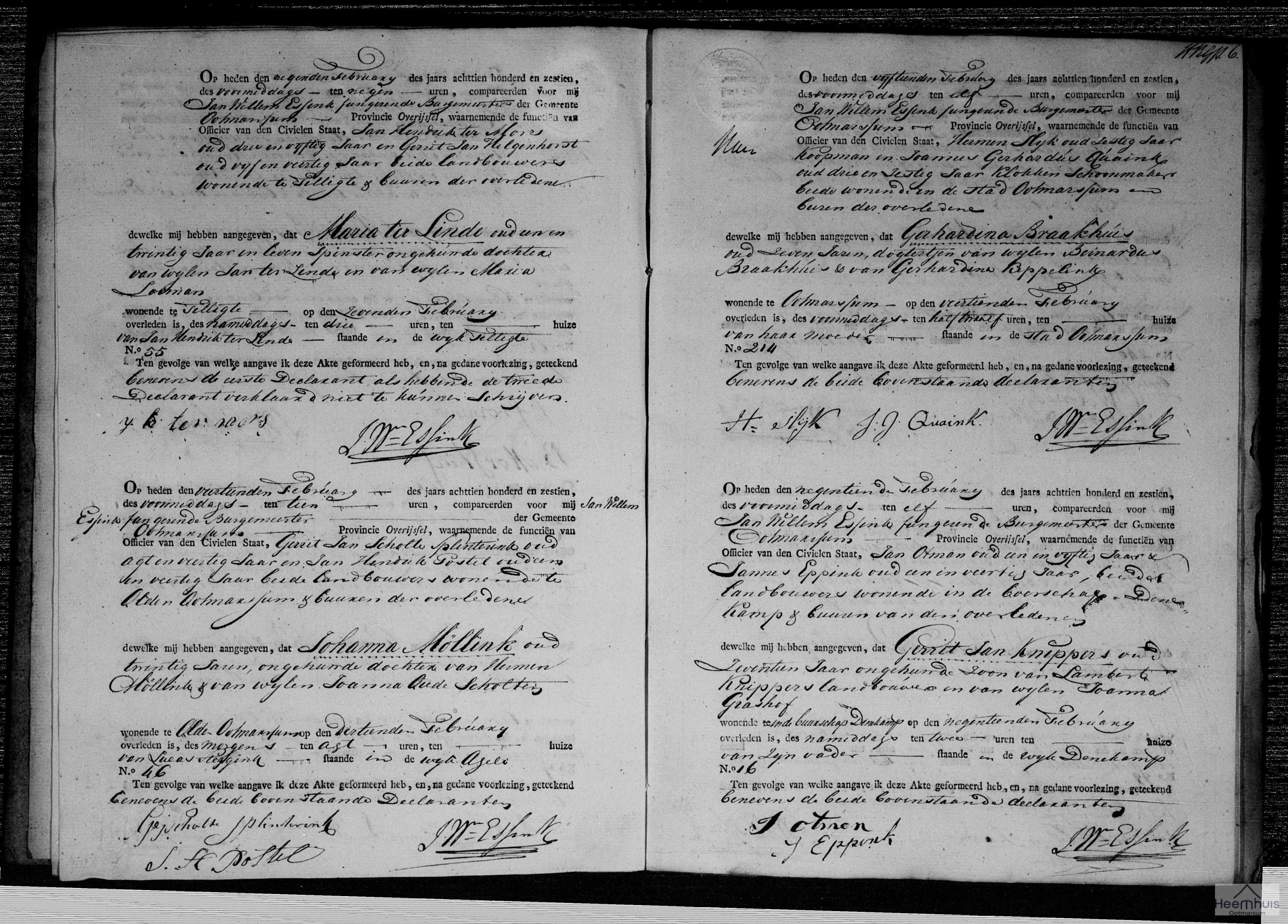 Overlijdensakte van Gerhardina Braakhuis