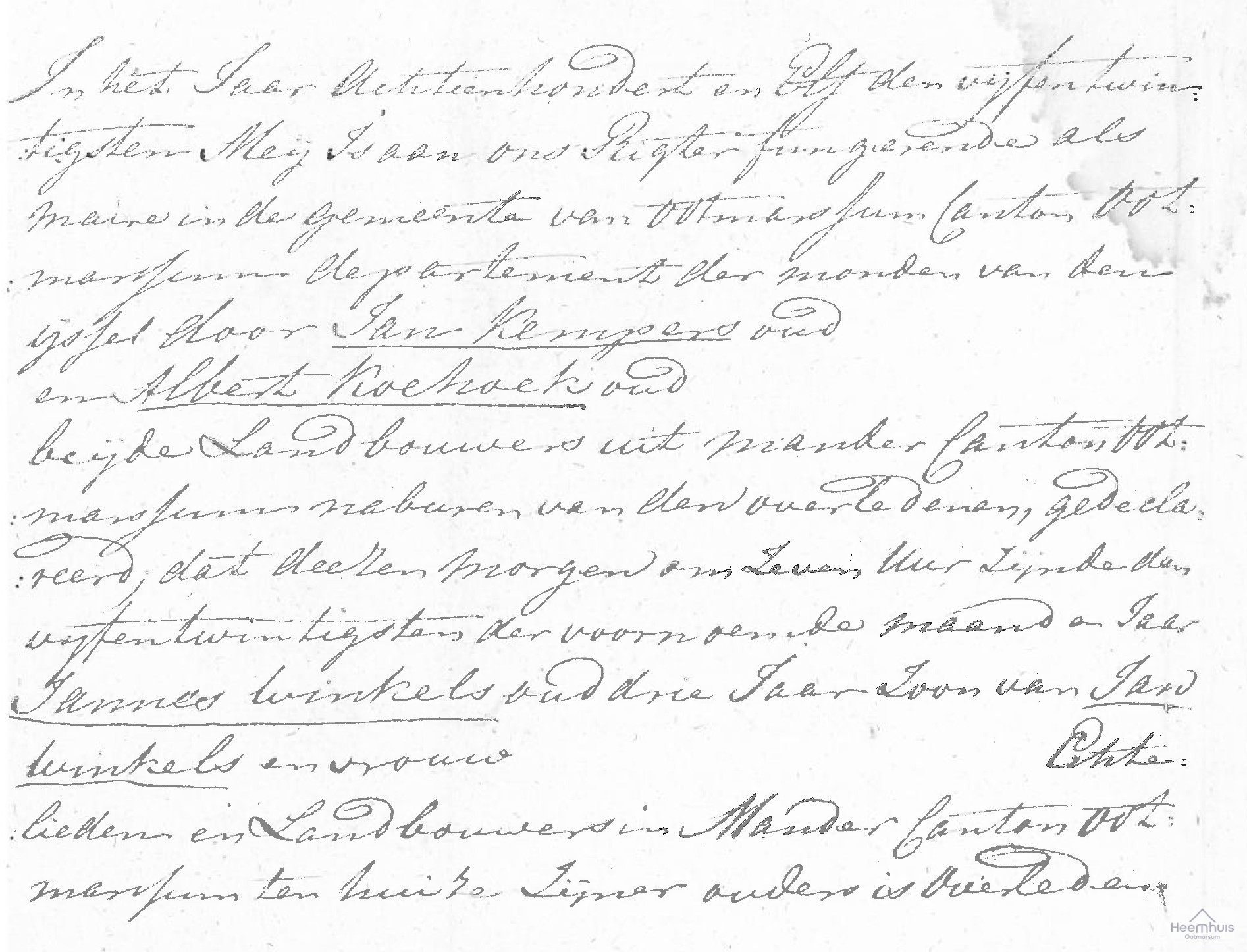 Overlijdensakte van Jannes  Winkels