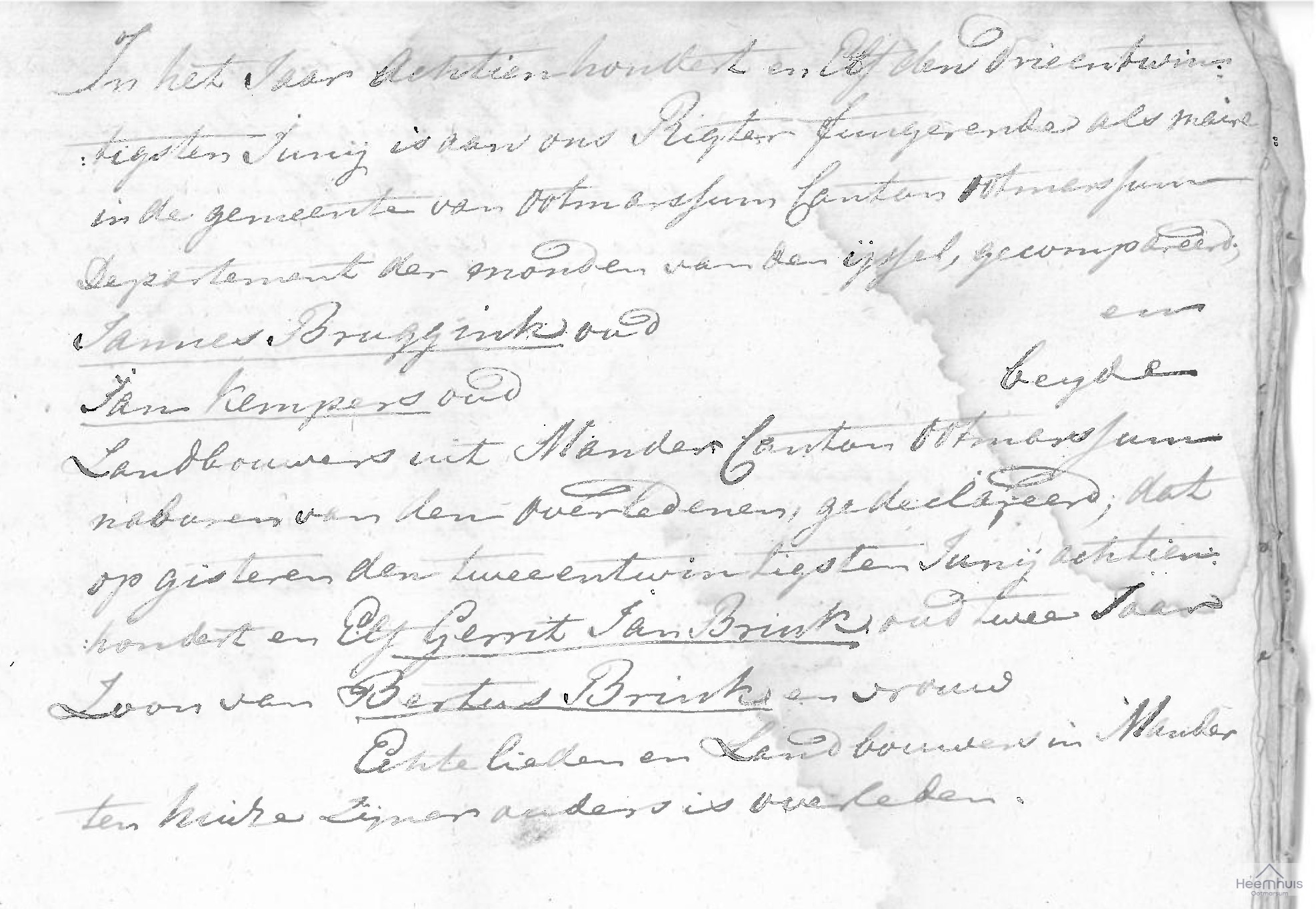 Overlijdensakte van Gerrit Jan Brink