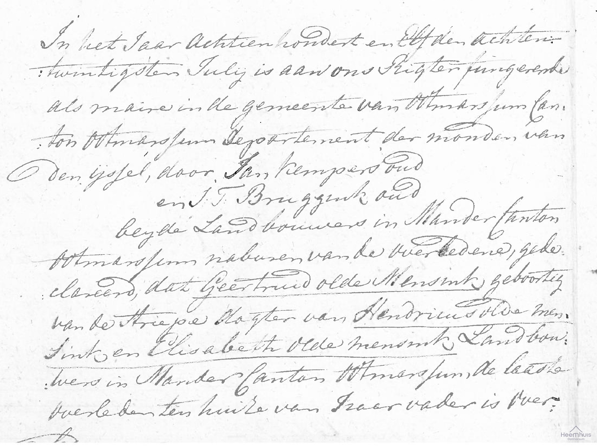 Overlijdensakte van Geertruid Olde Mensink