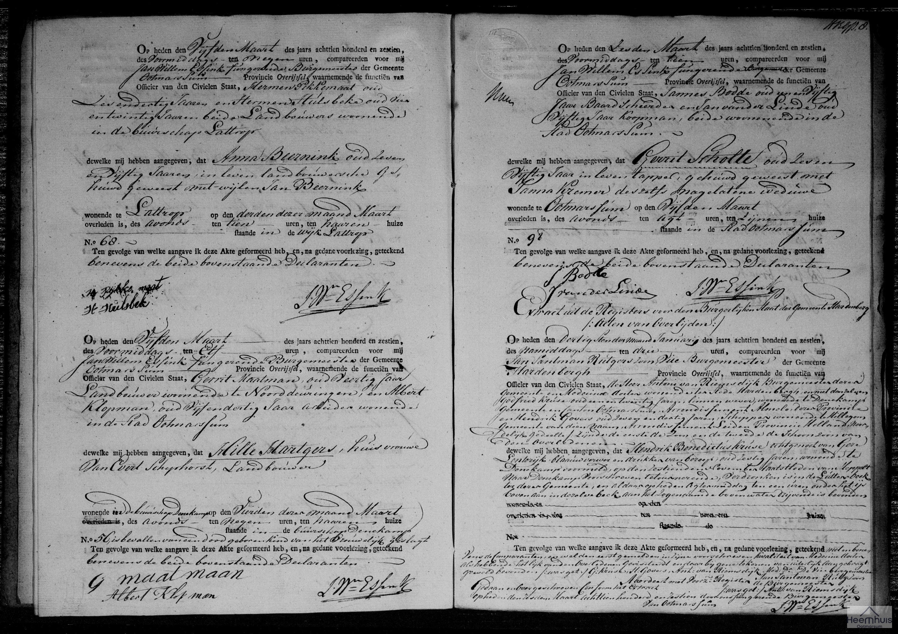 Overlijdensakte van Hendrik Benedictus Kruse Overlijdensakte van Hendrik Benedictus Kruse