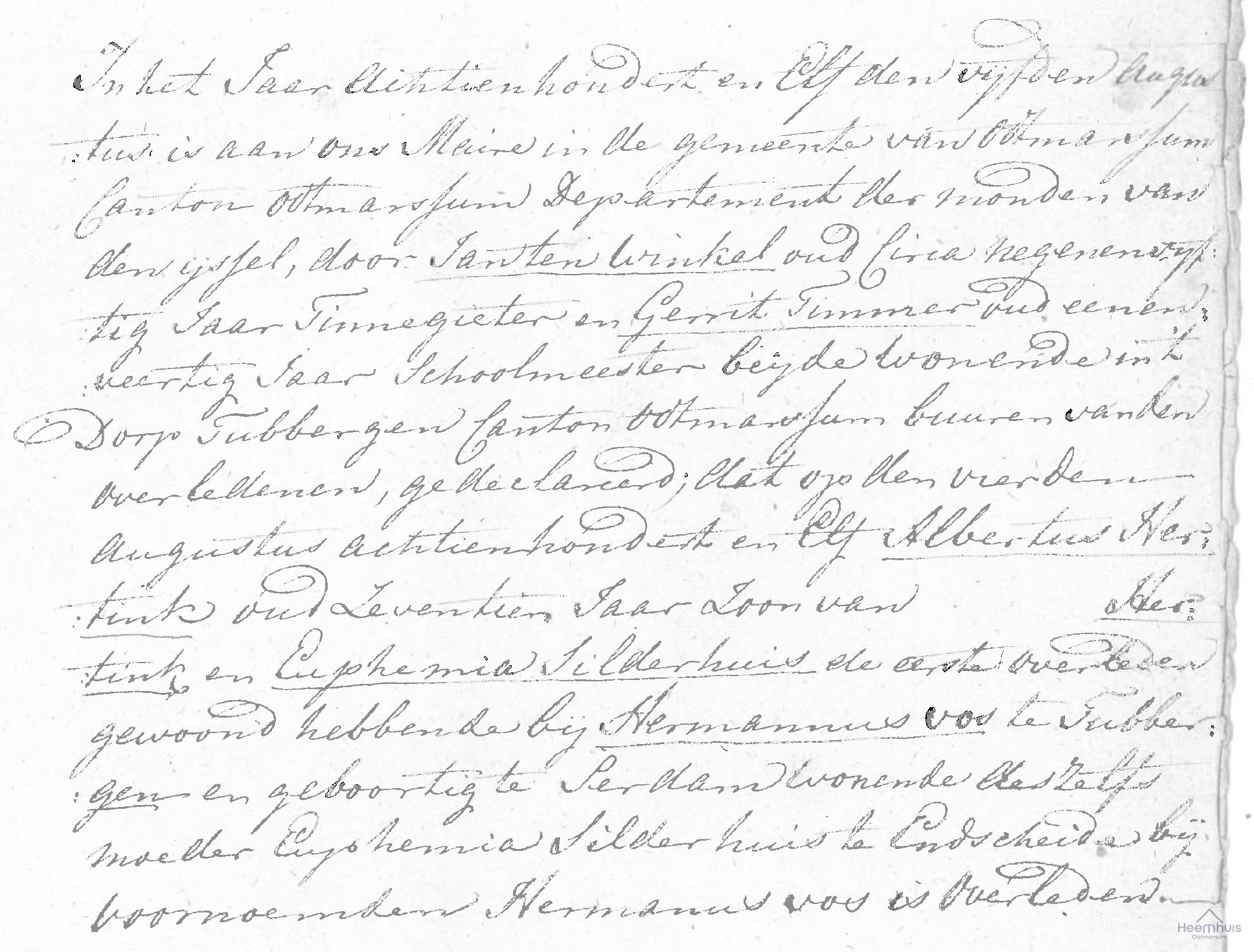 Overlijdensakte van Albertus Hertink