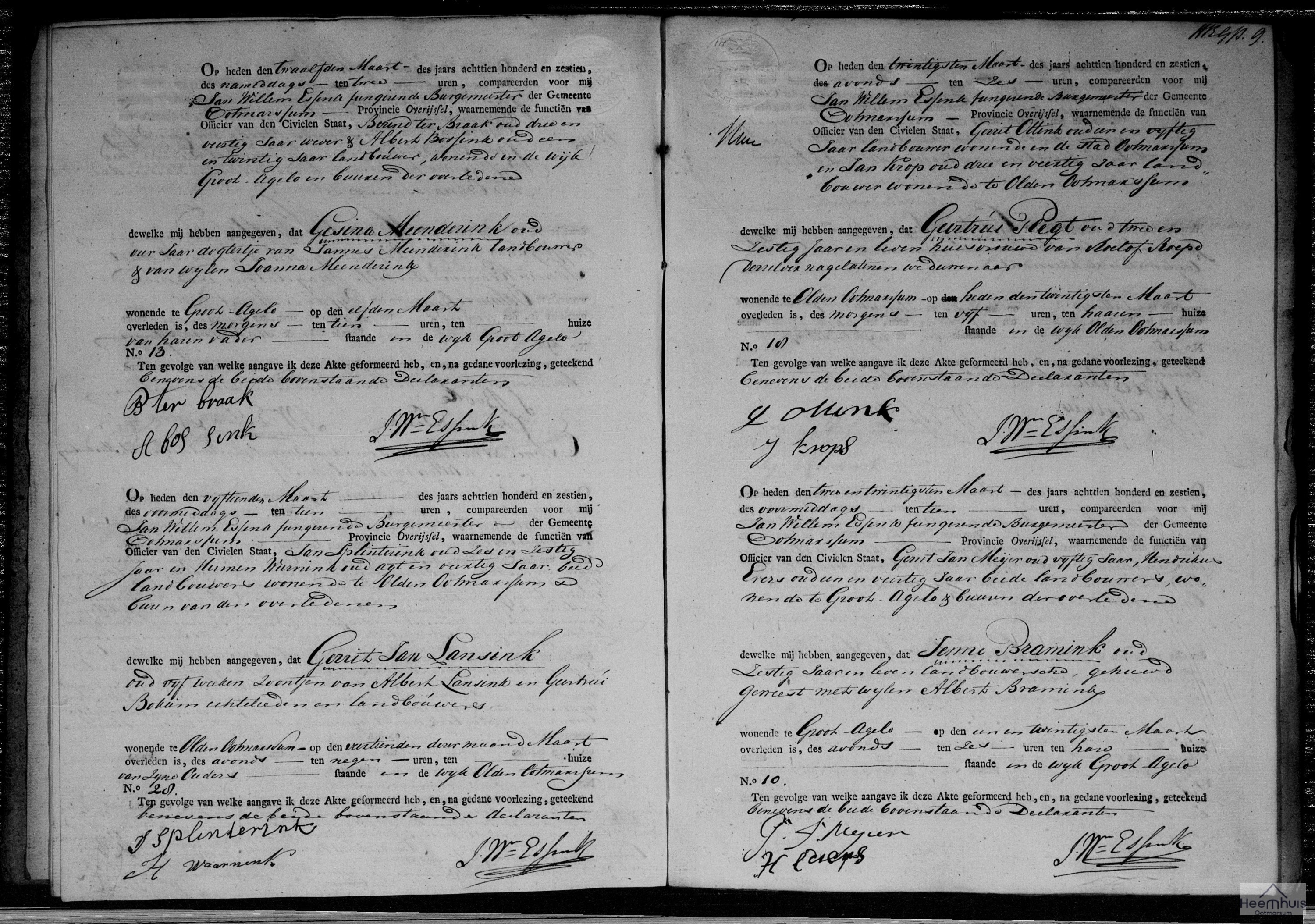 Overlijdensakte van Gerrit Jan Lansink