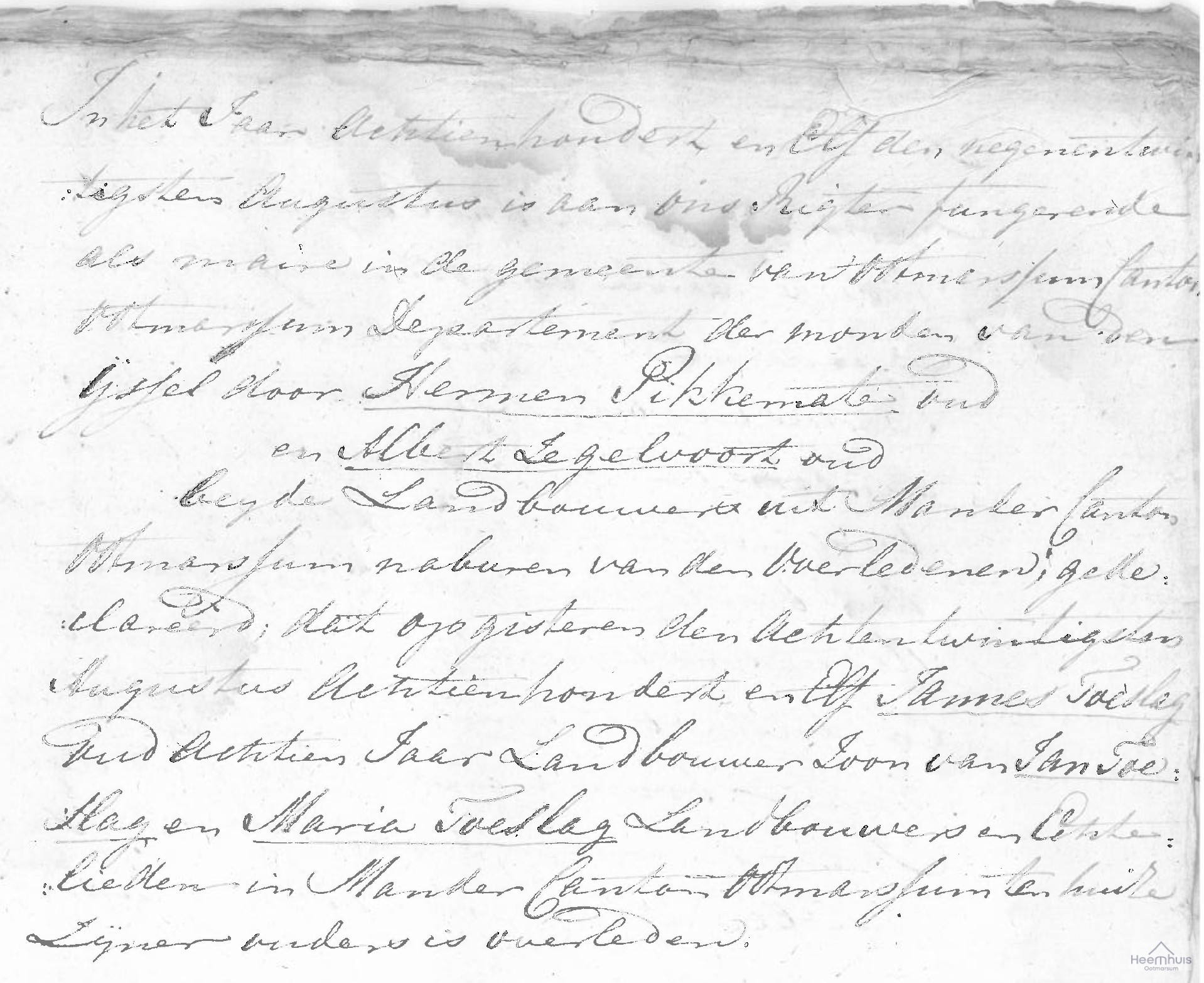 Overlijdensakte van Jannes Toeslag