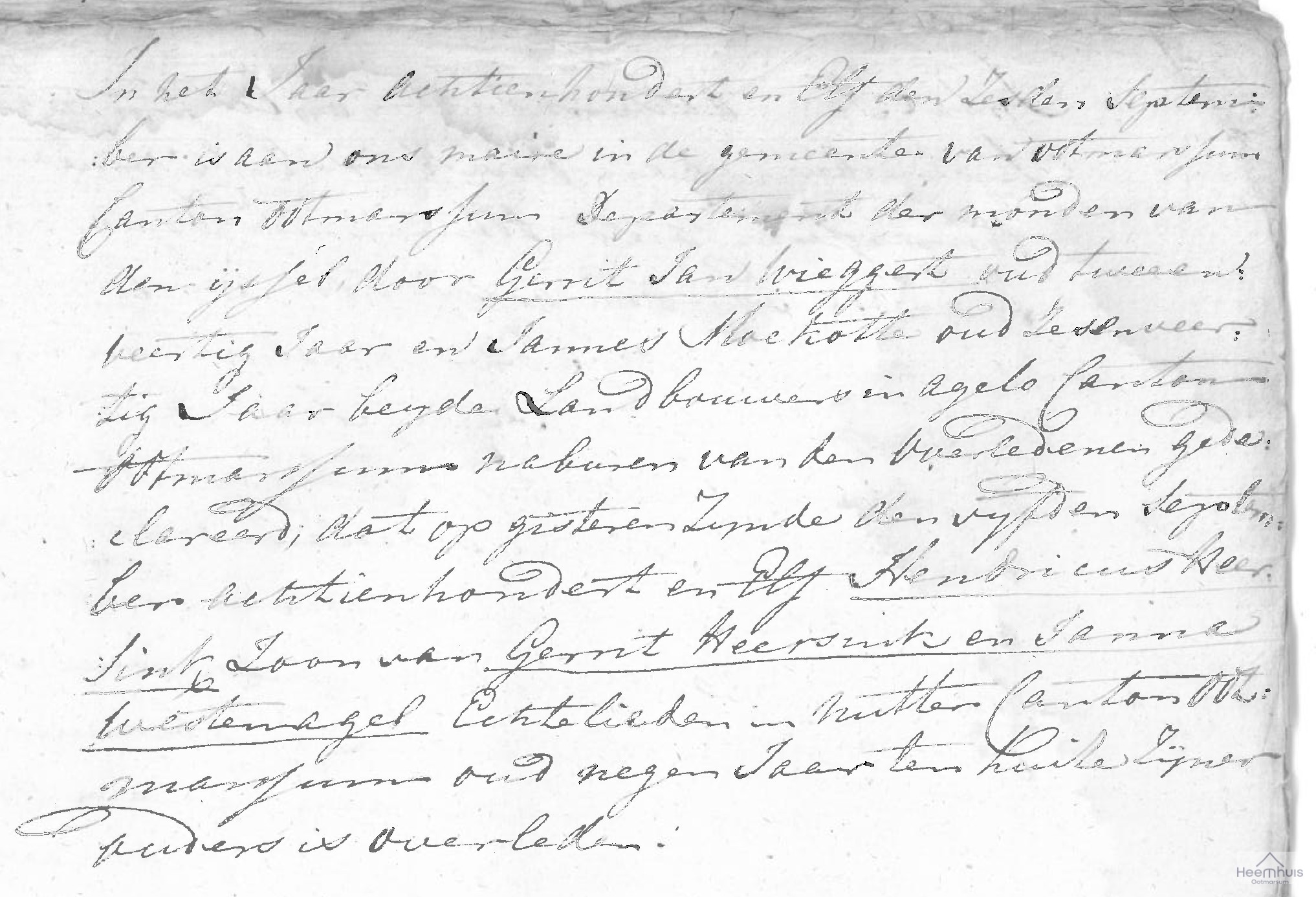 Overlijdensakte van Hendricus Heersink