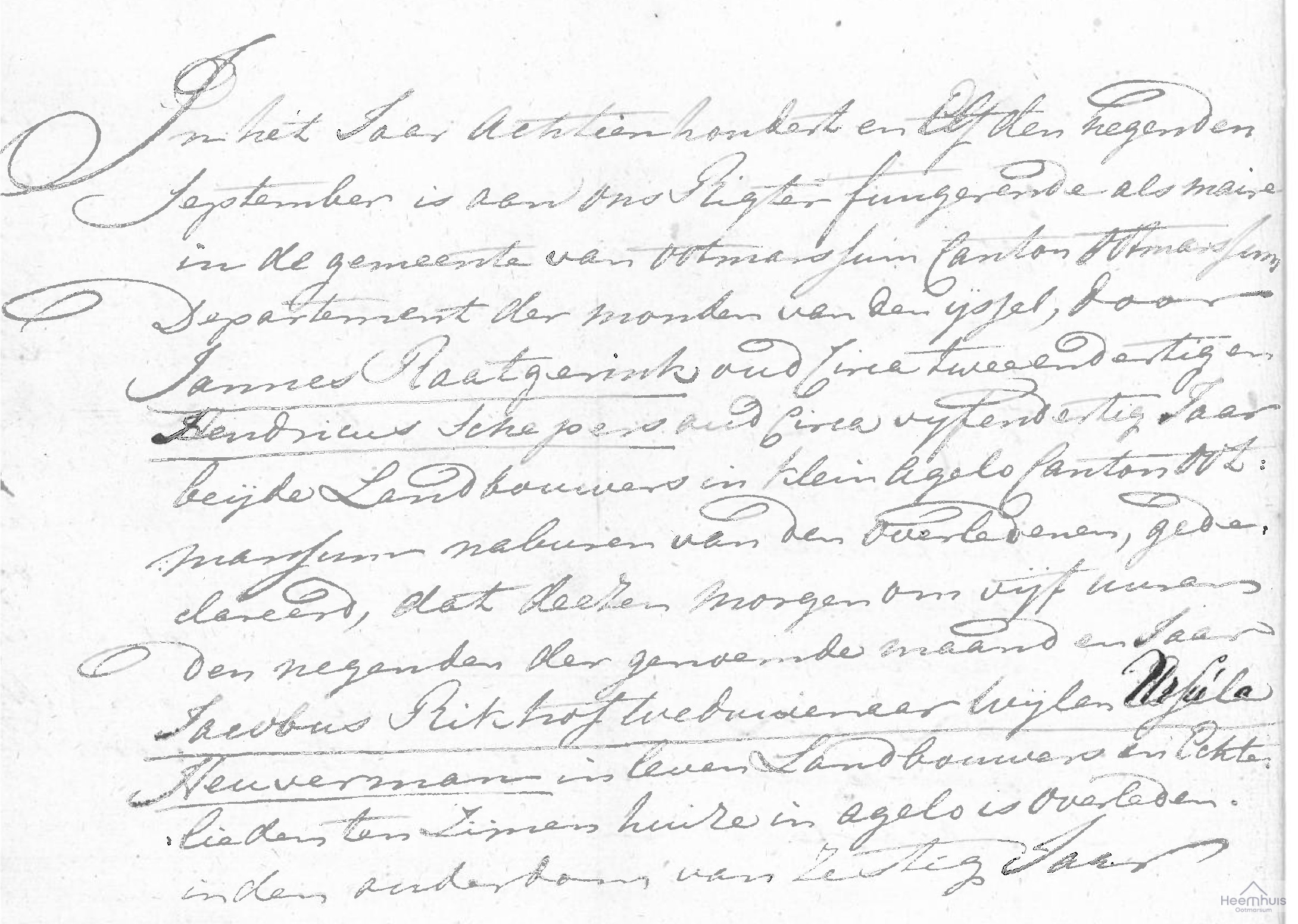 Overlijdensakte van Jacobus  Rikhof