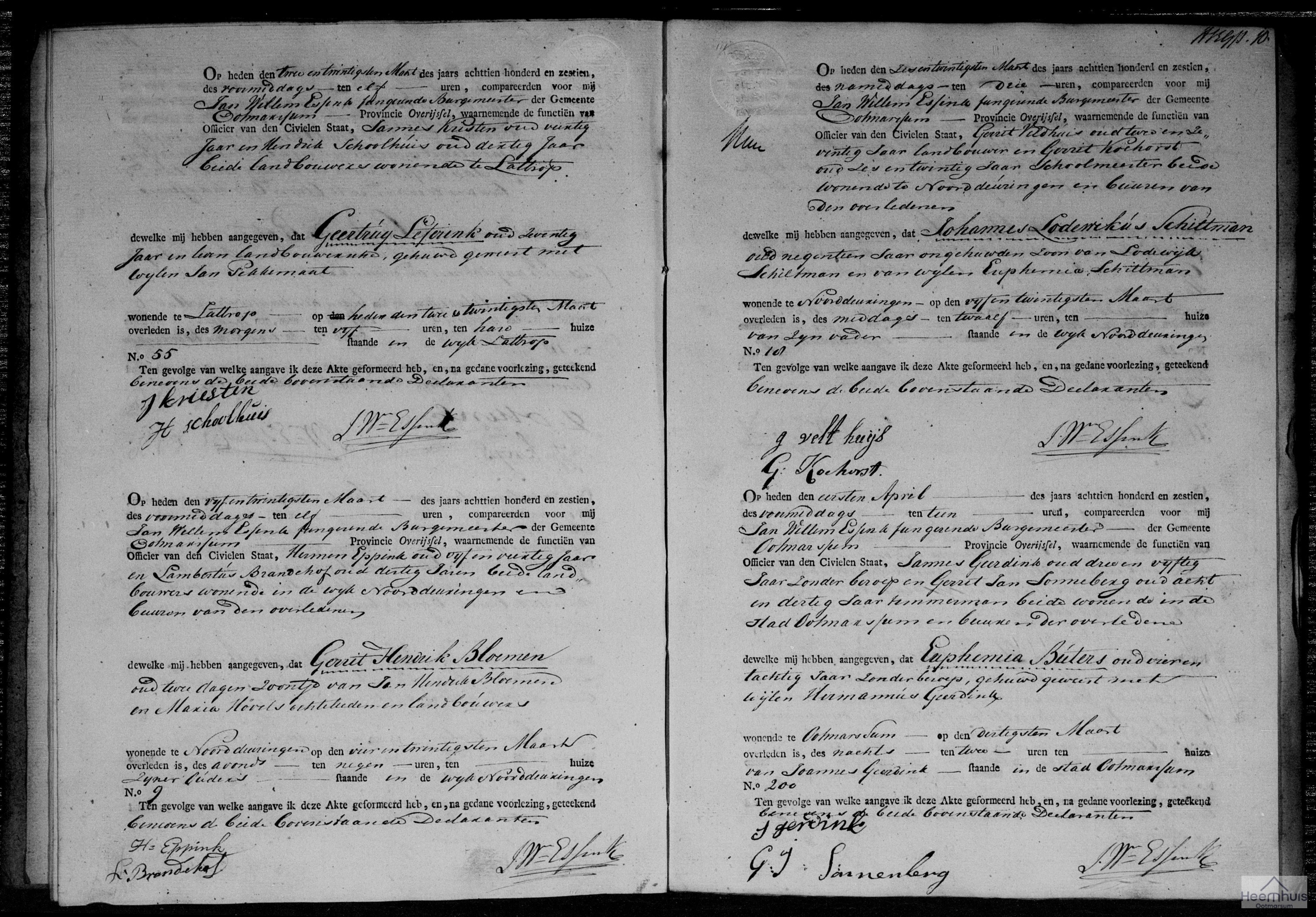 Overlijdensakte van Gerrit Hendrik Bloemen