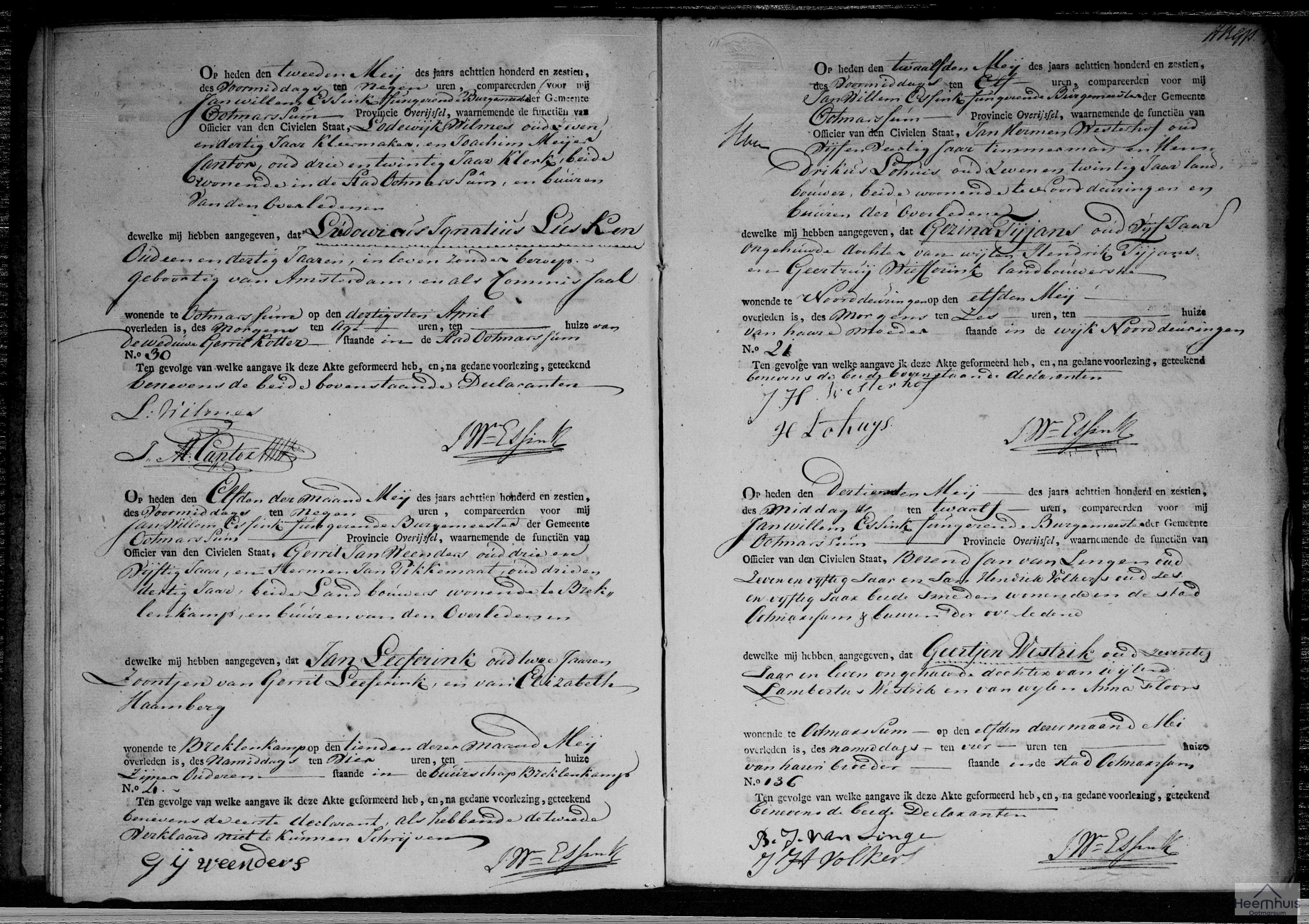 Overlijdensakte van Jan Leeferink