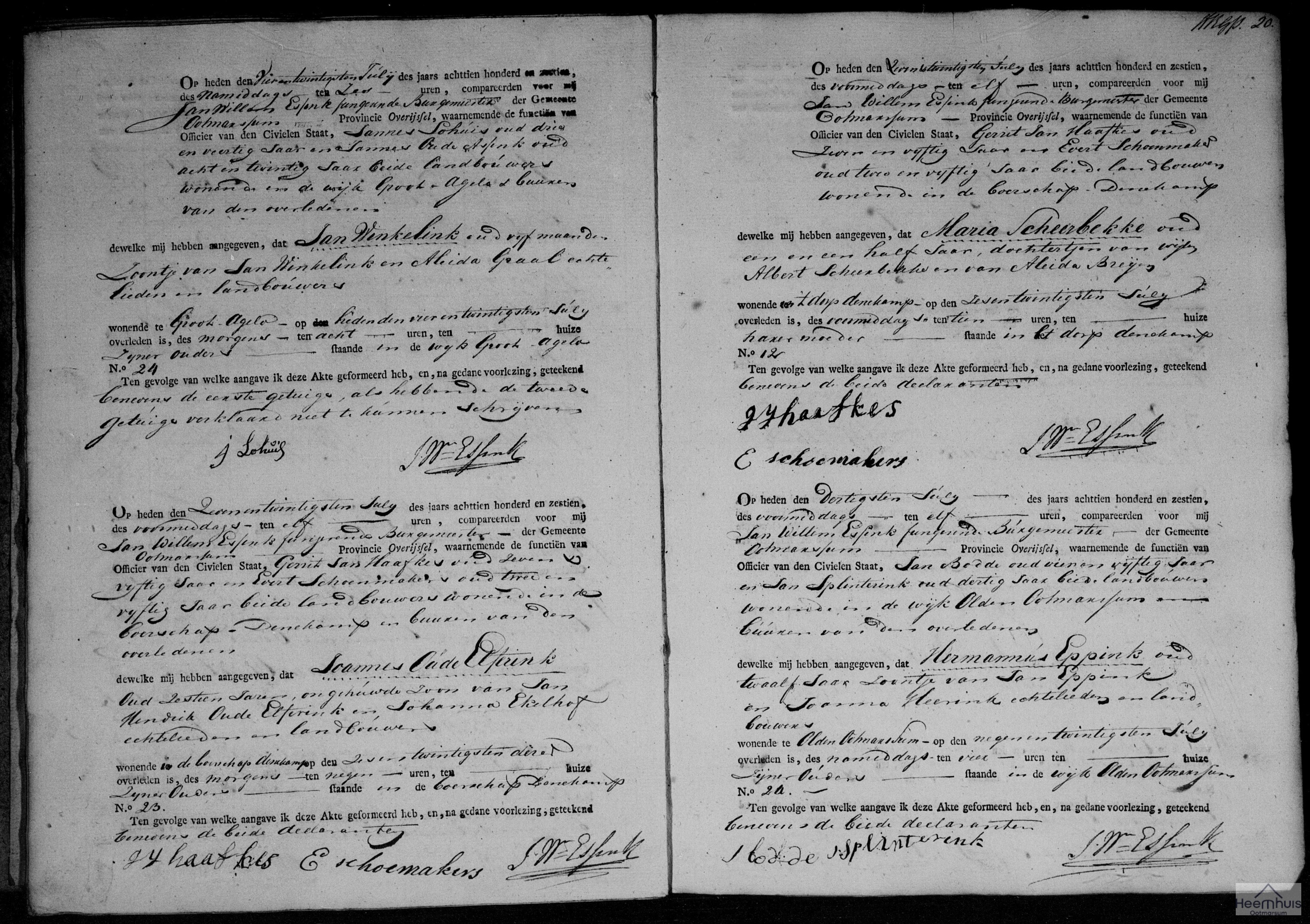 Overlijdensakte van Hermannus Eppink