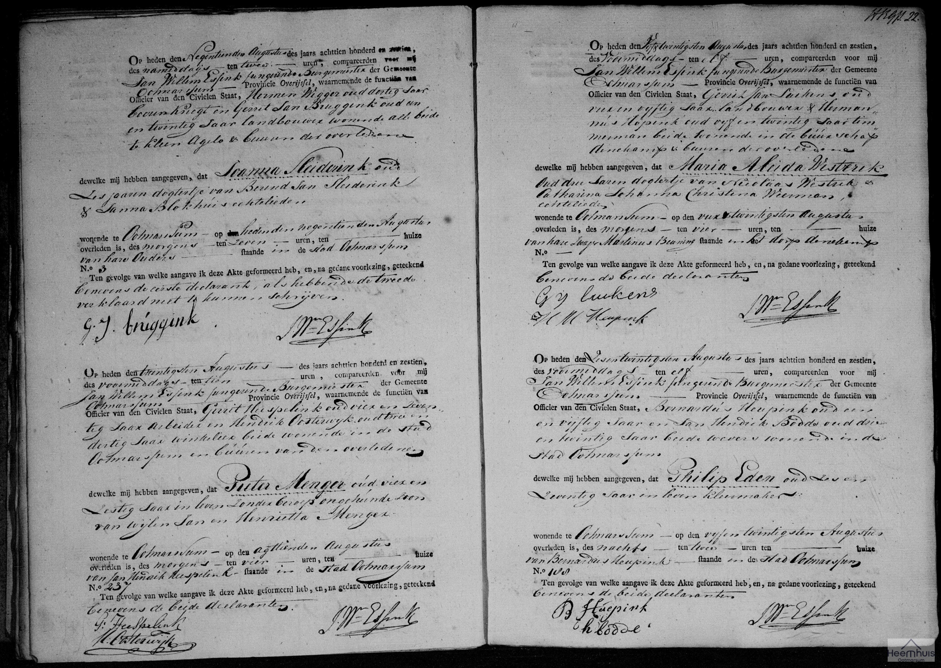 Overlijdensakte van Joanna Sleiderink