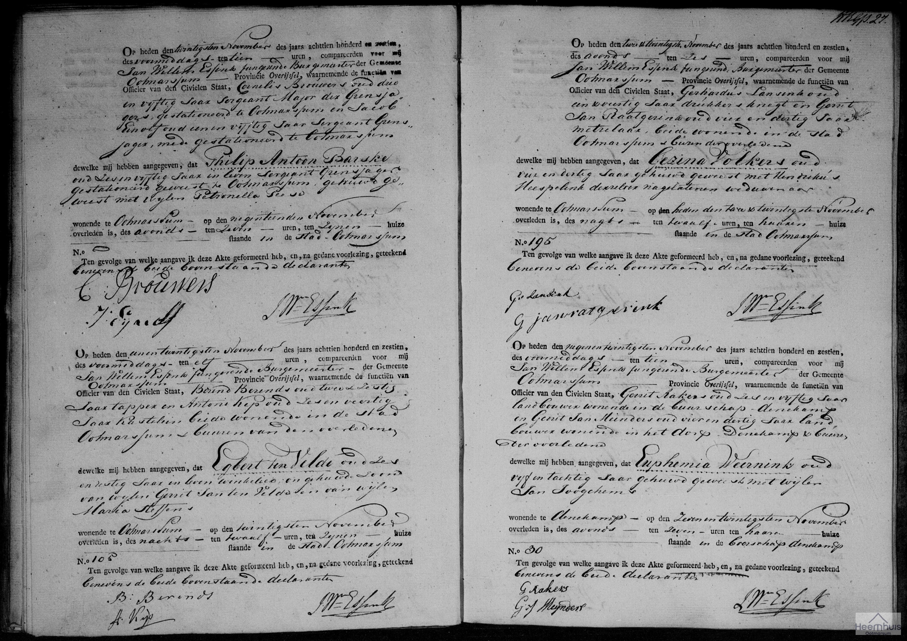 Overlijdensakte van Egbert ten Velde