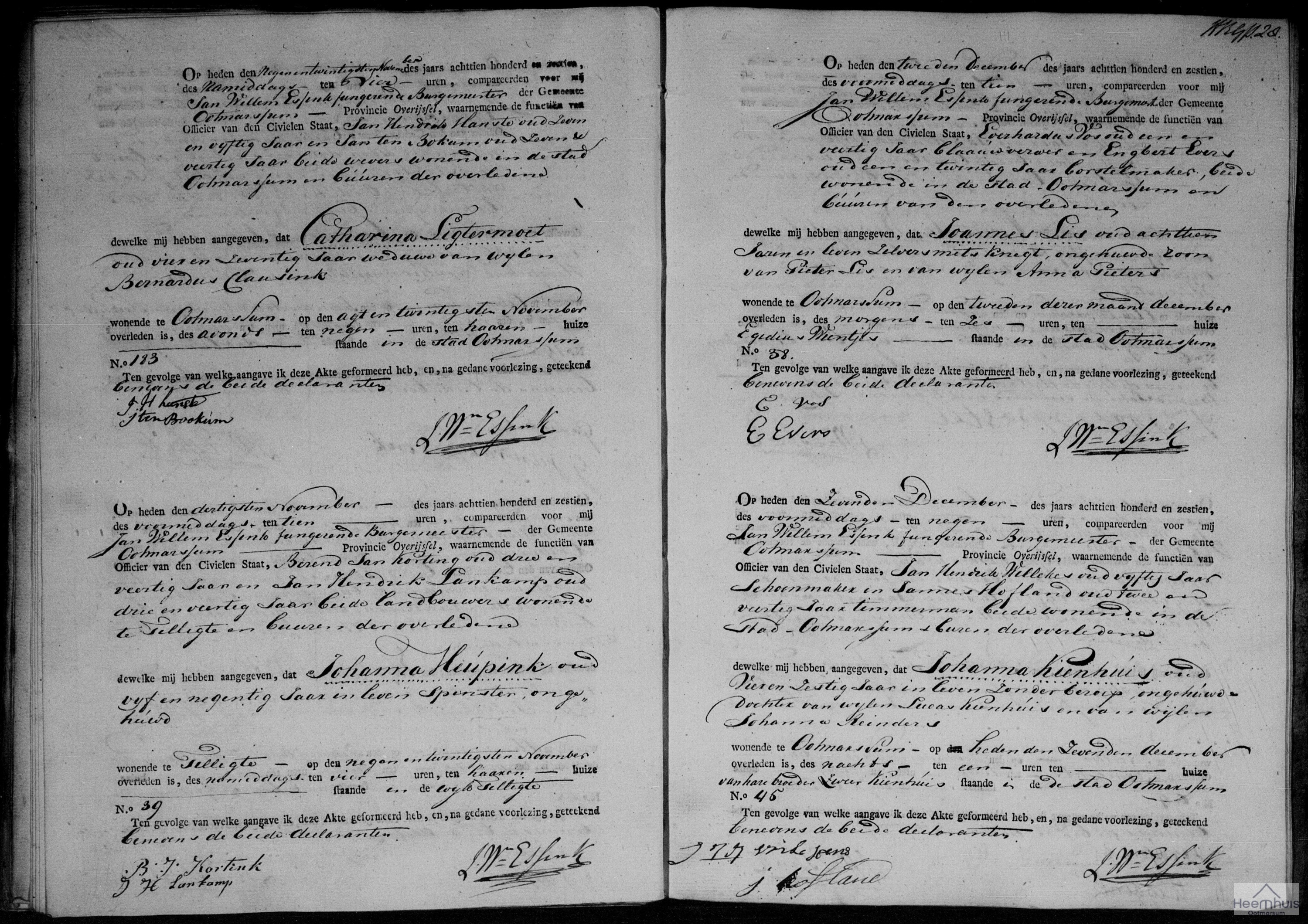 Overlijdensakte van Joannes Lis