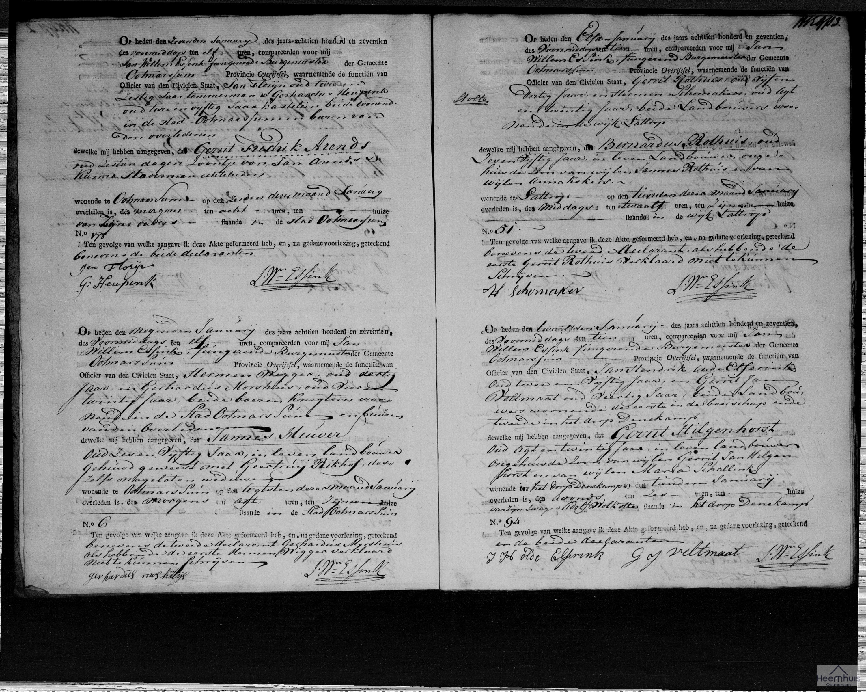 Overlijdensakte van Bernardus Rothuis