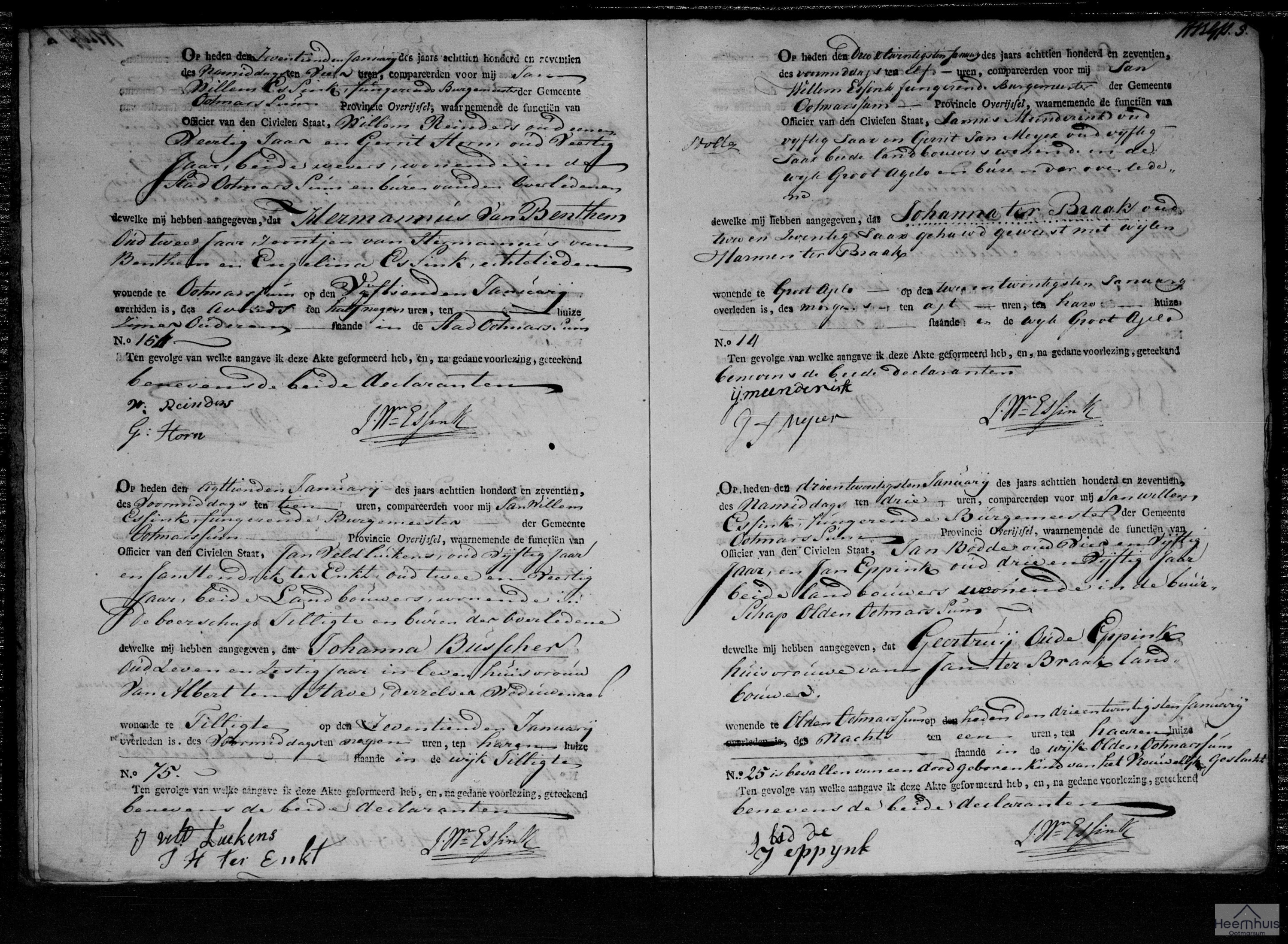 Overlijdensakte van levenloos geboren kind ter Braak