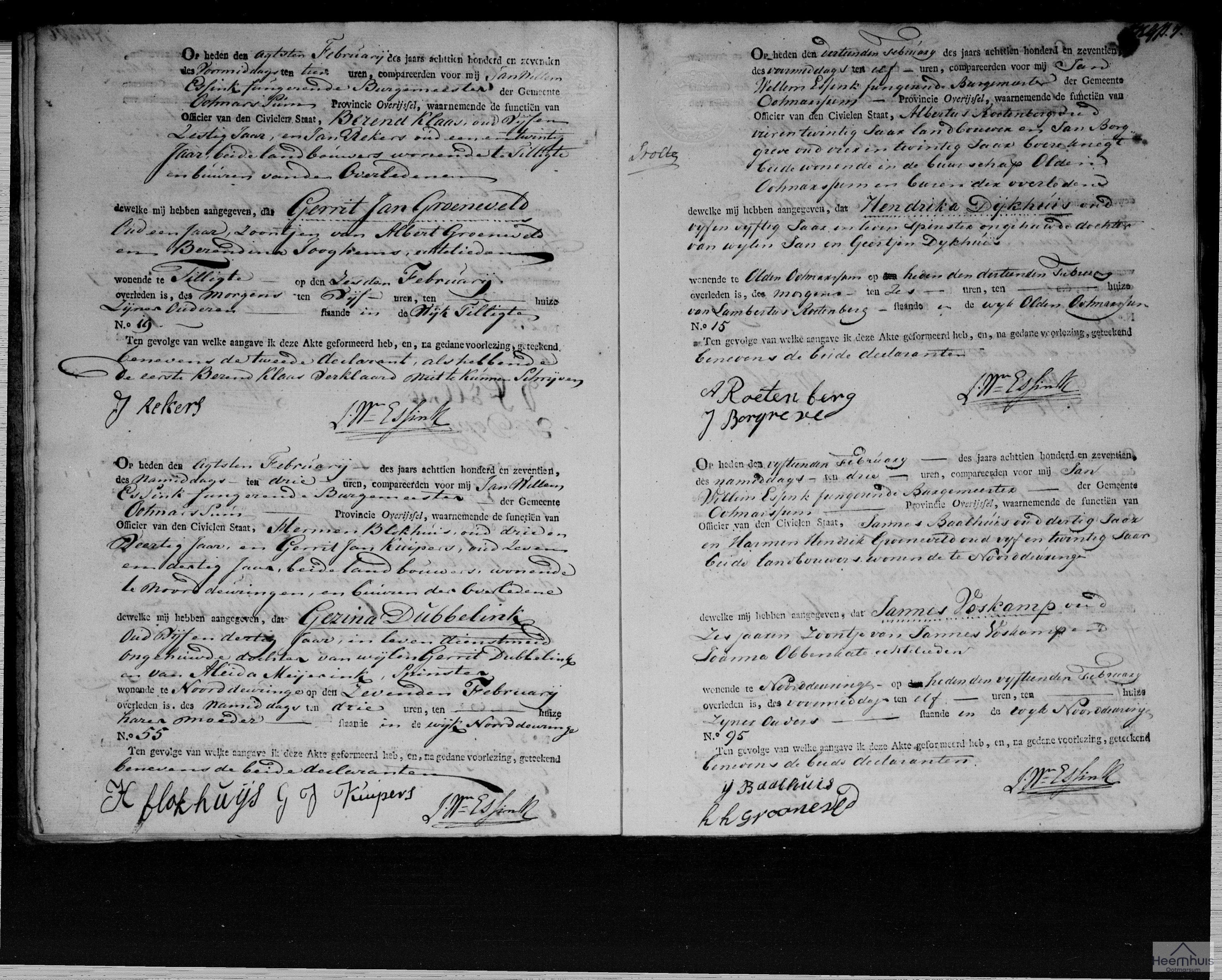 Overlijdensakte van Gerrit Jan Groeneveld