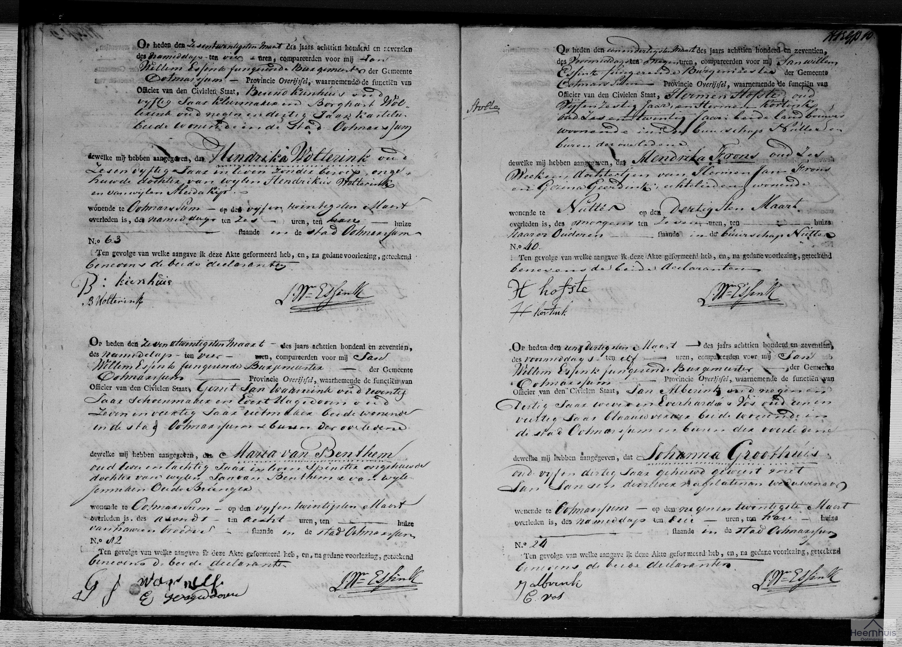 Overlijdensakte van Hendrika Wolterink