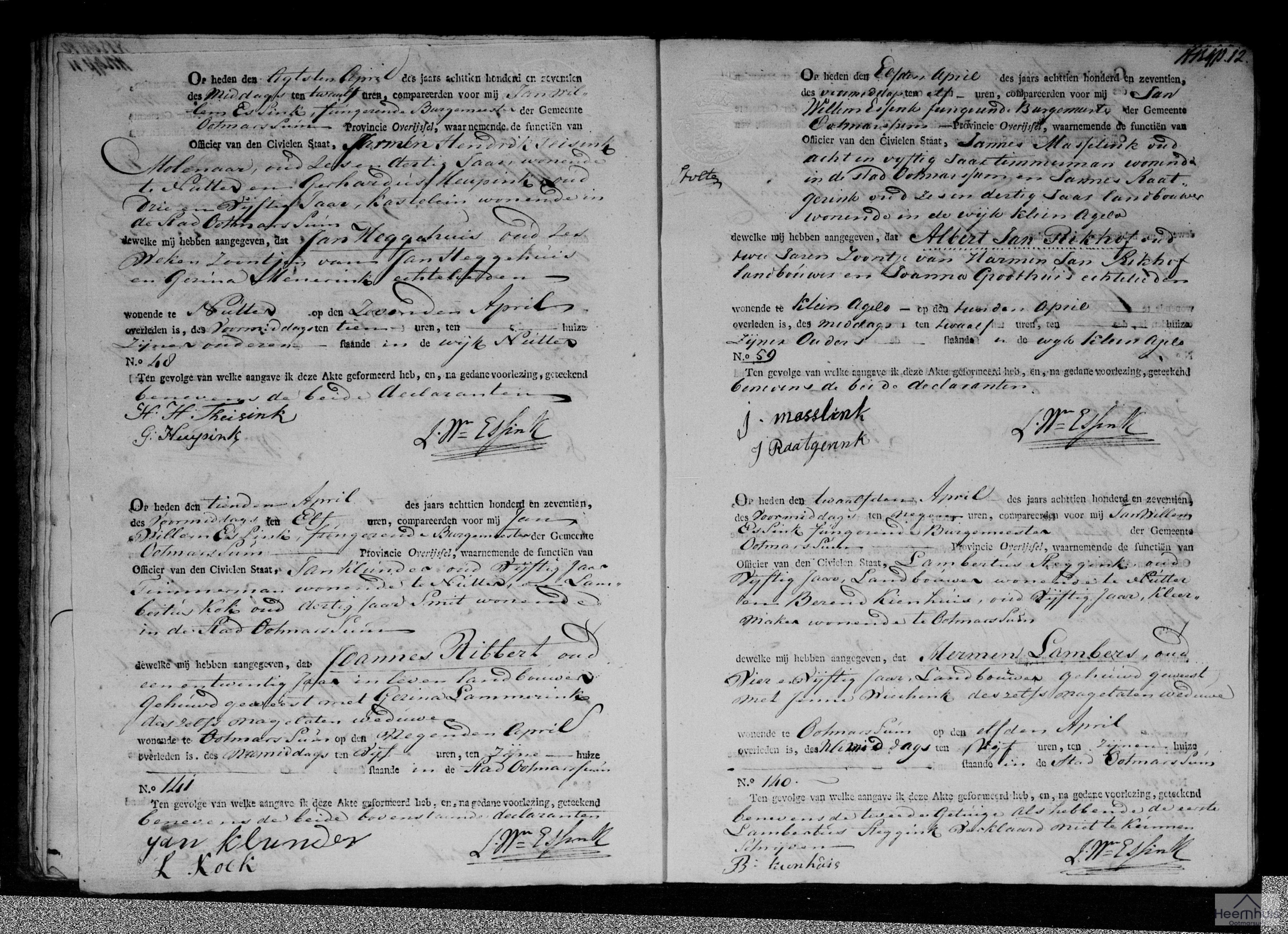 Overlijdensakte van Joannes Ribbert