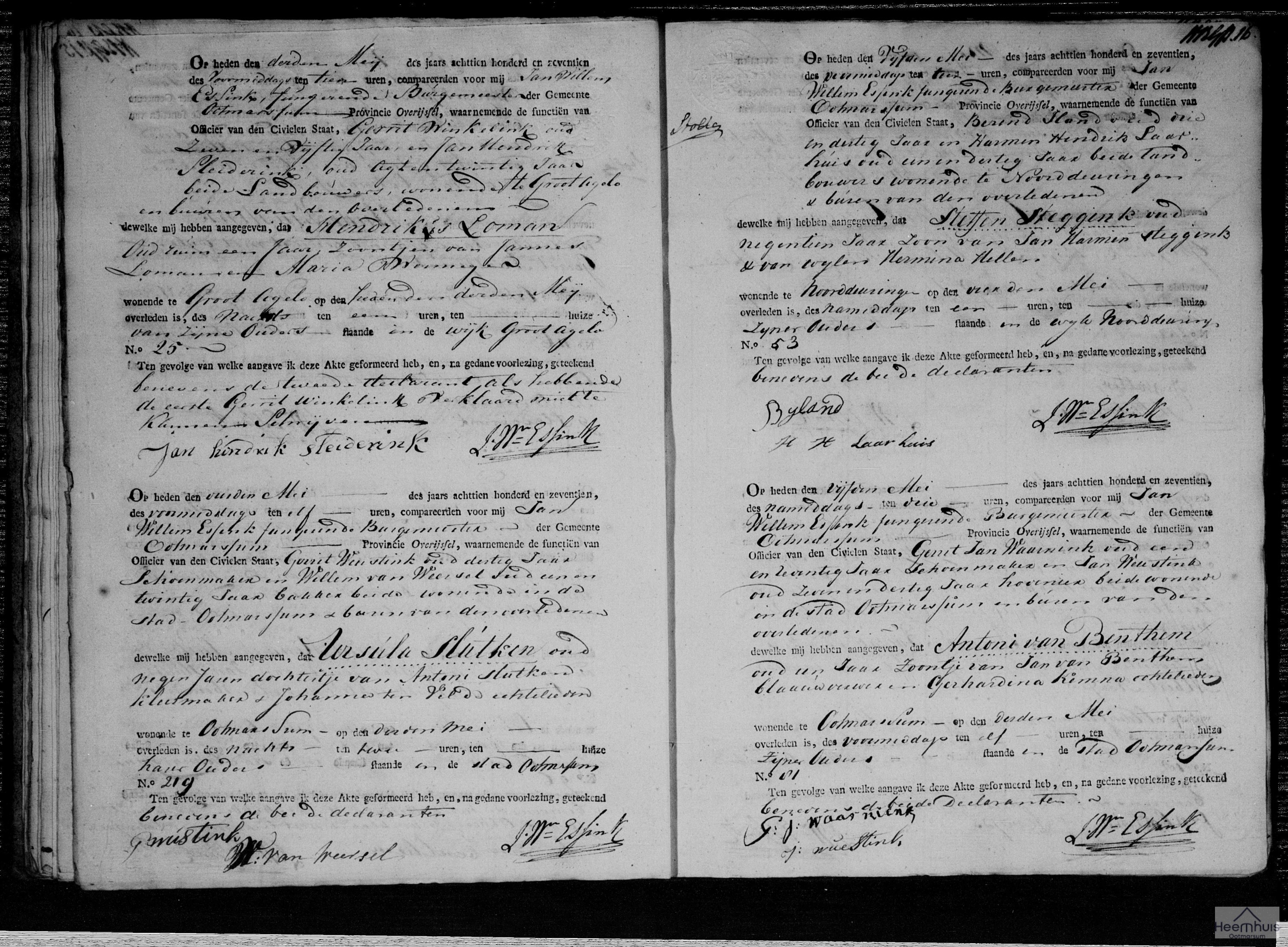 Overlijdensakte van Hendrikus Loman