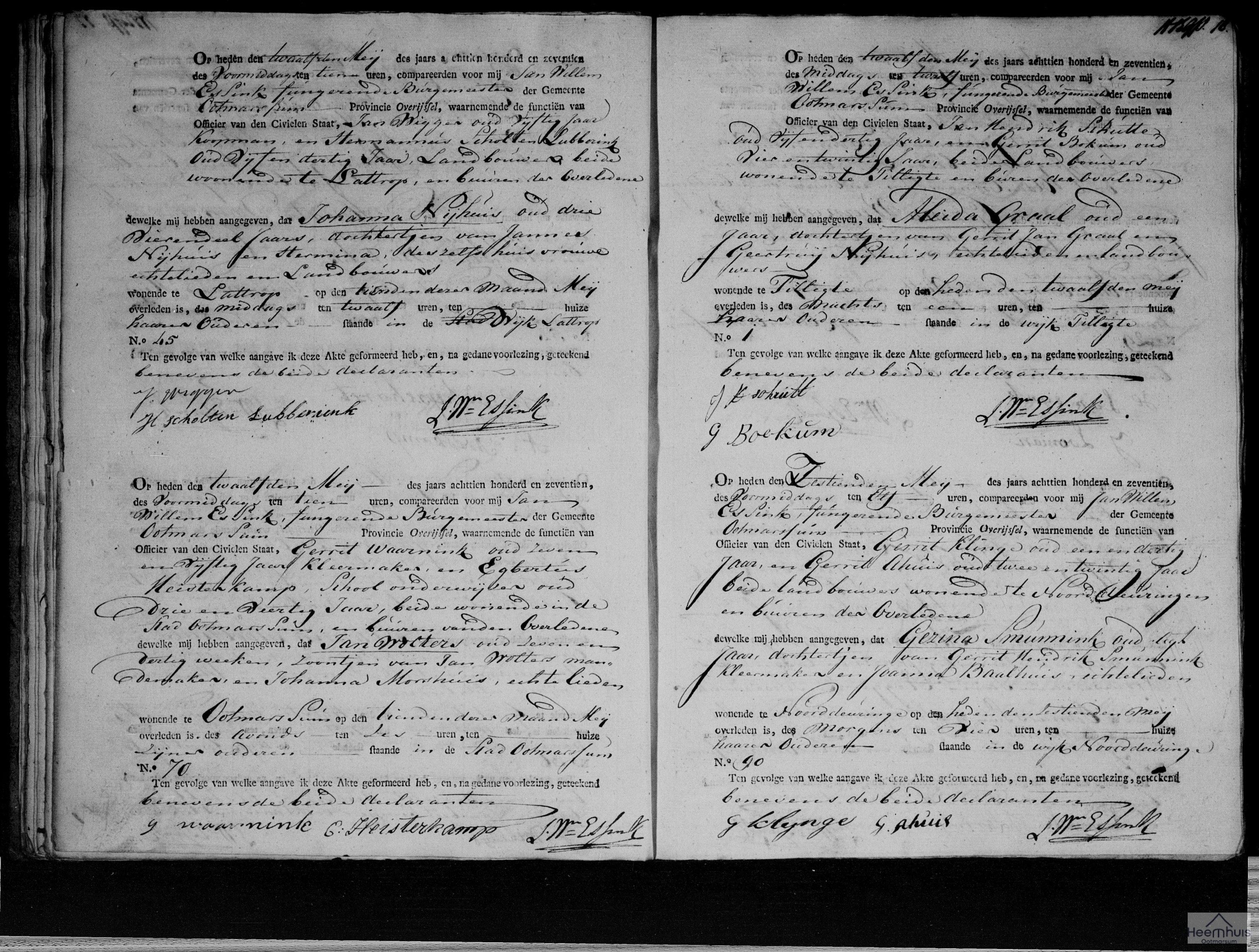 Overlijdensakte van Jan Wolters