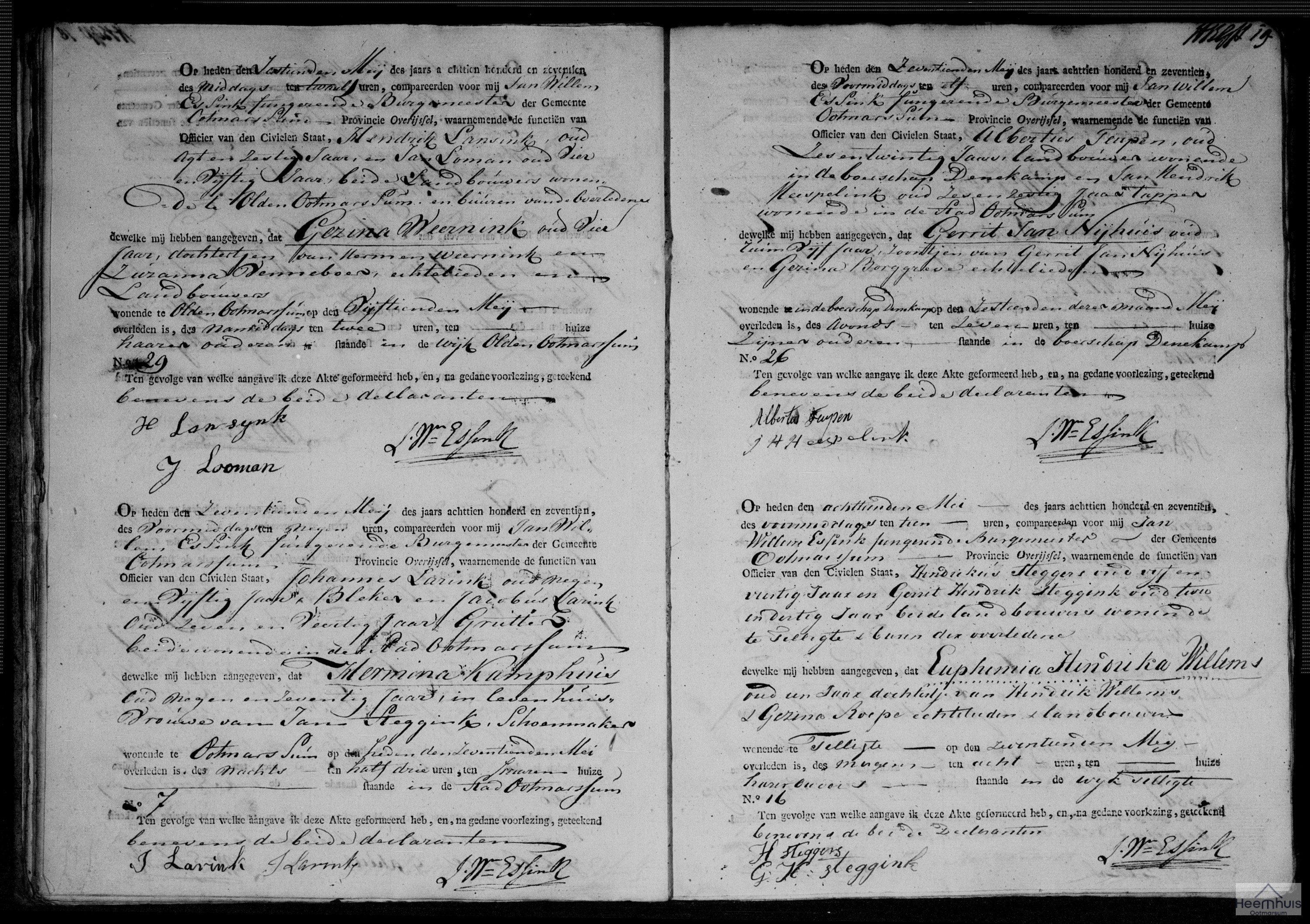 Overlijdensakte van Euphemia Hendrika Willems