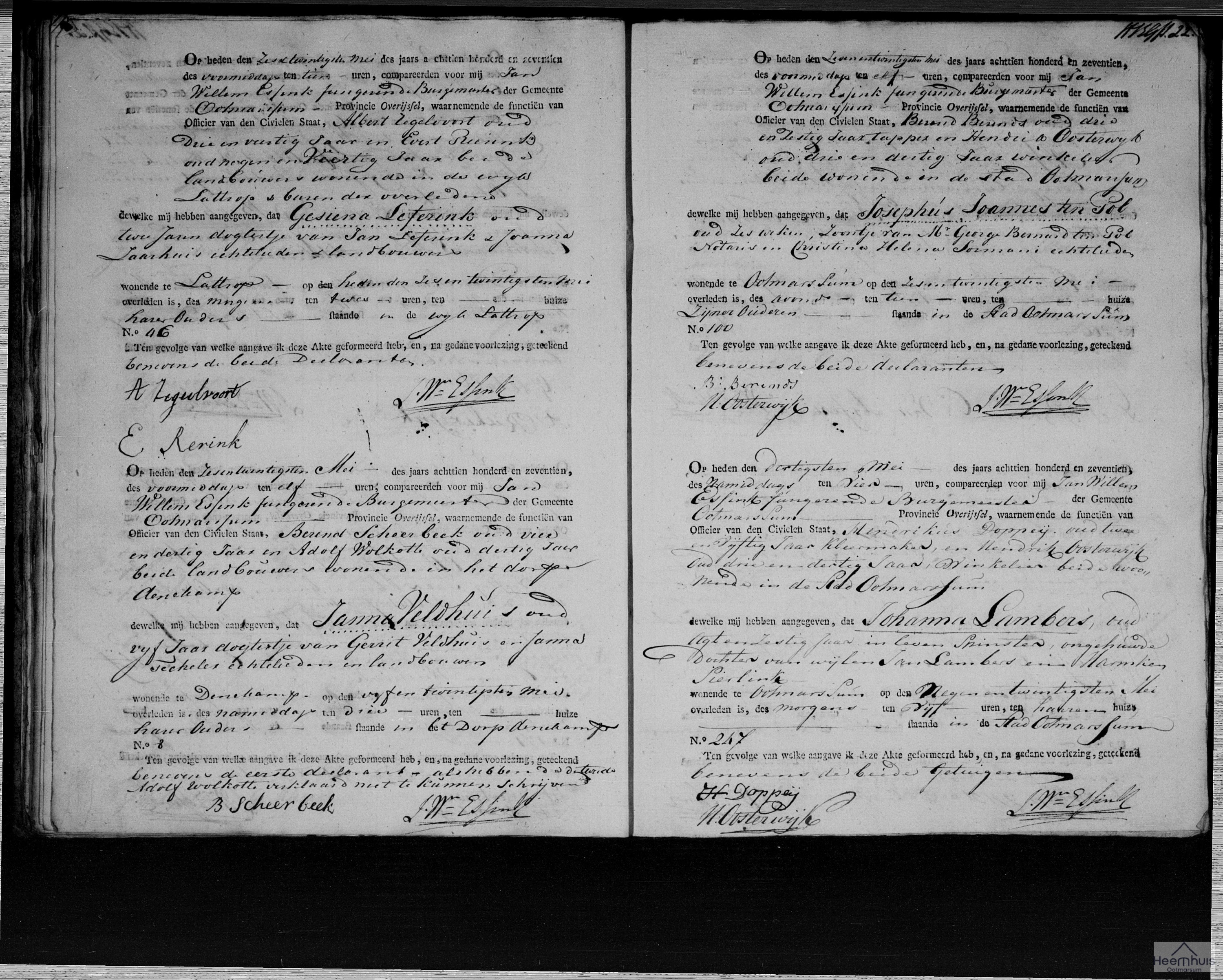 Overlijdensakte van Gesiena Leferink