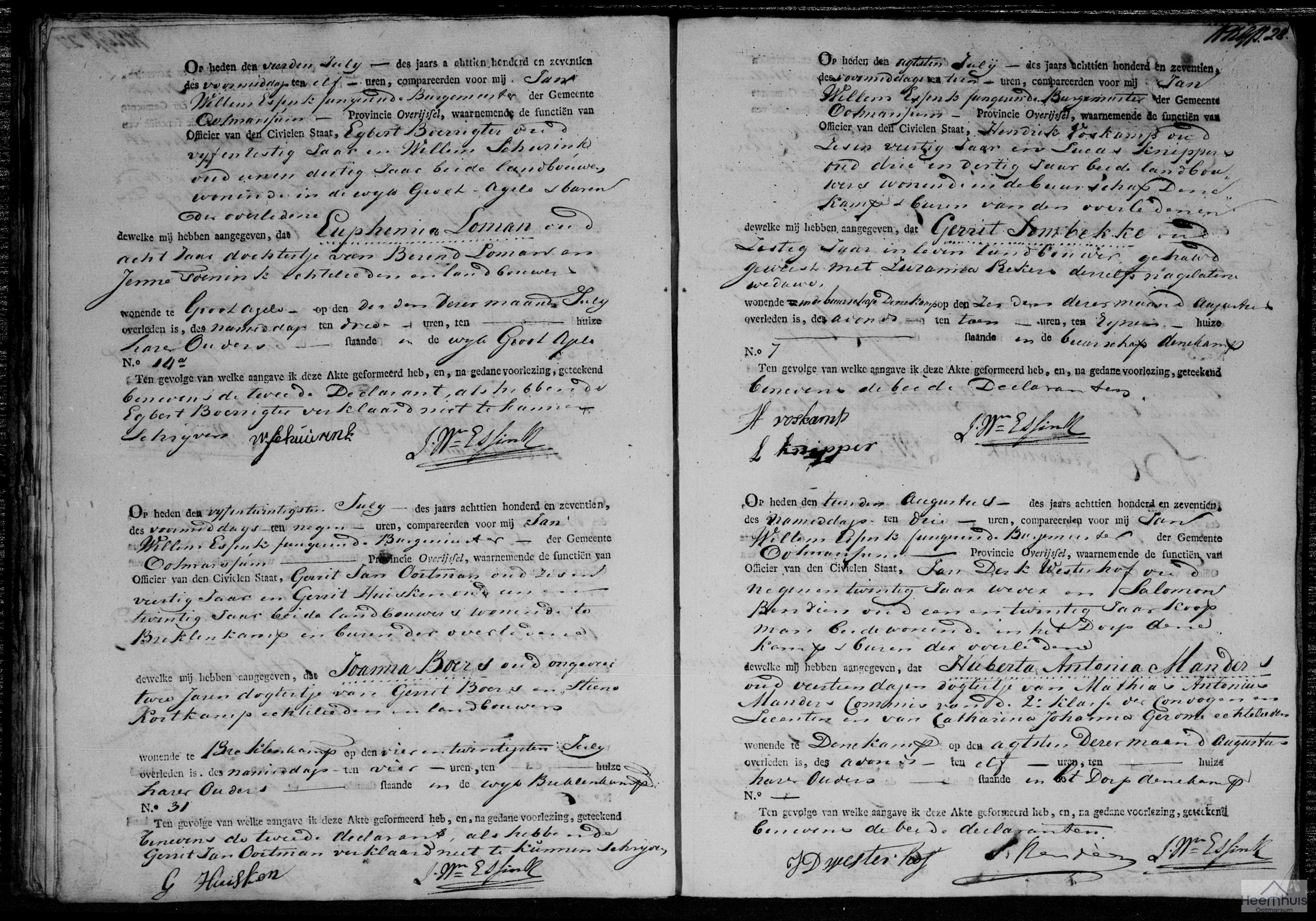 Overlijdensakte van Huberta Antonia Manders