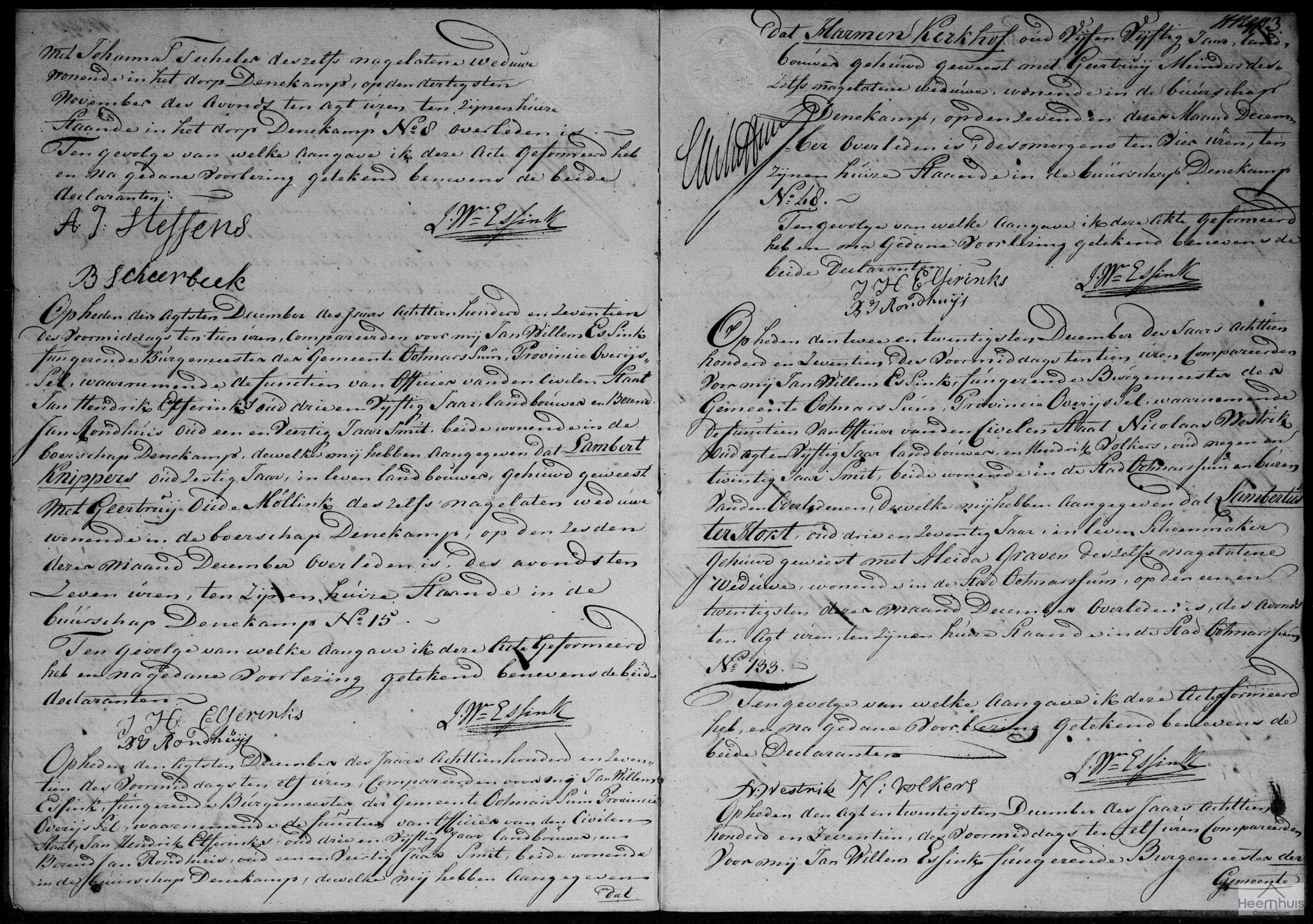 Overlijdensakte van Lambertus ter Horst