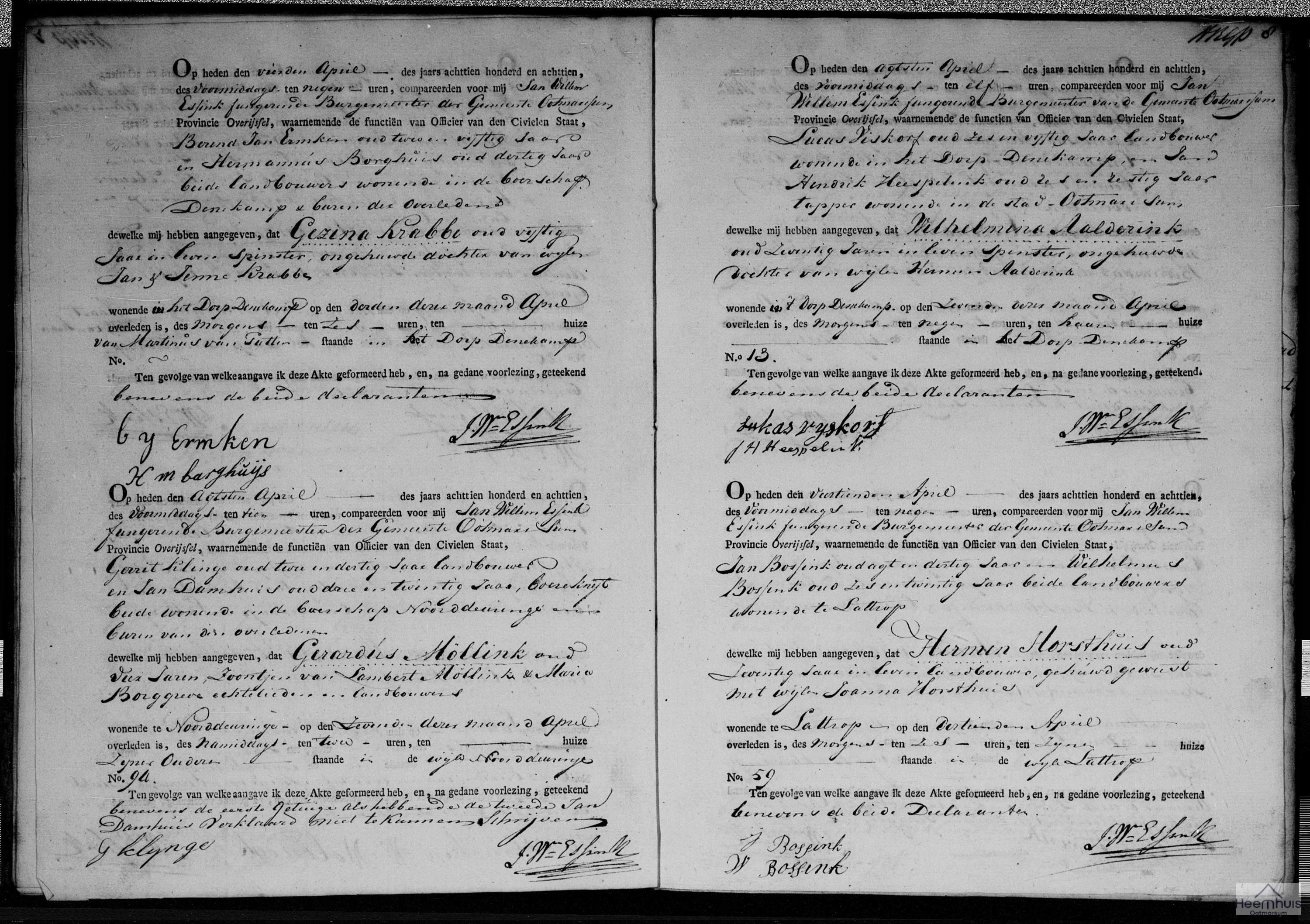 Overlijdensakte van Gerardus Möllink