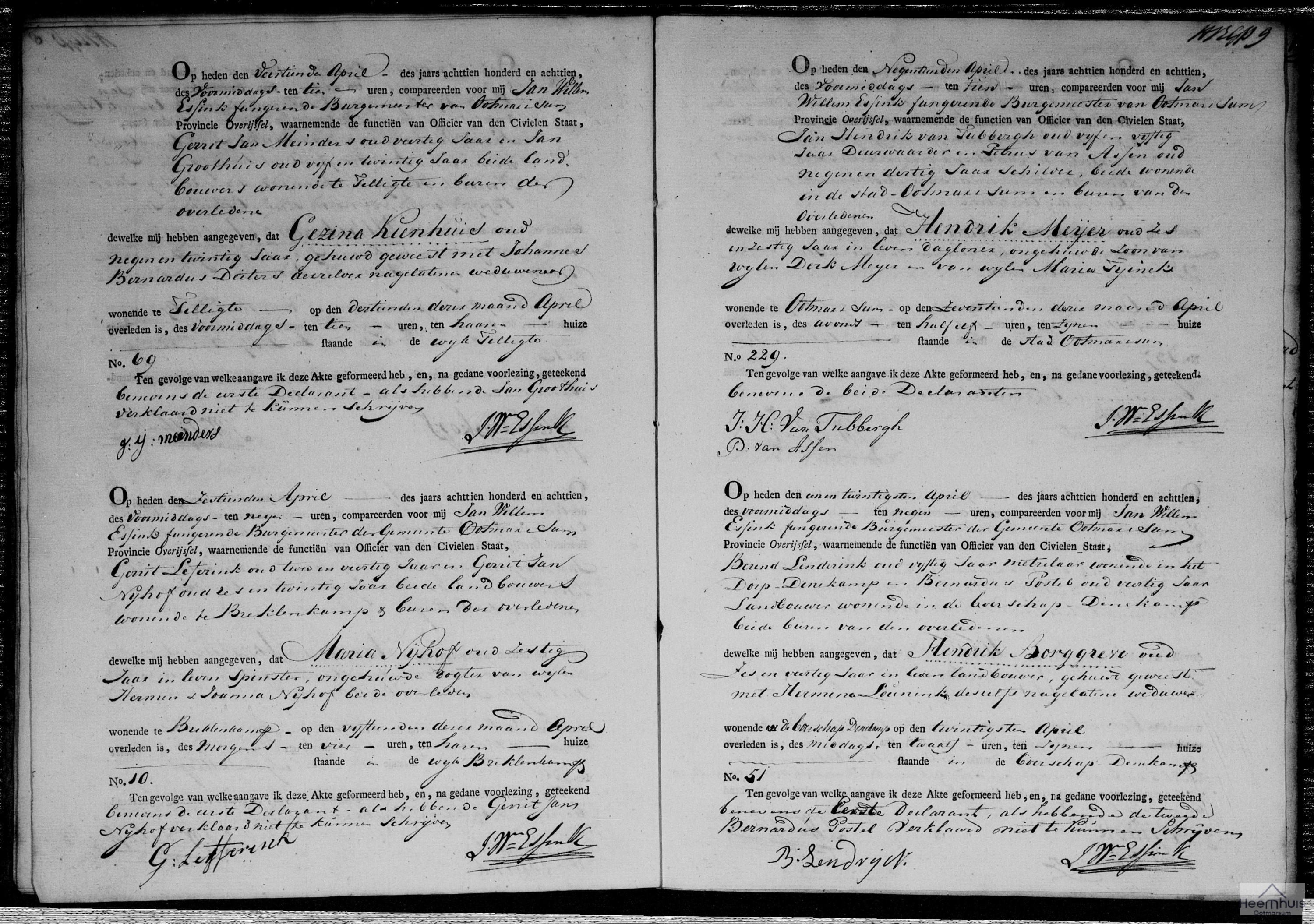 Overlijdensakte van Gezina Kienhuis