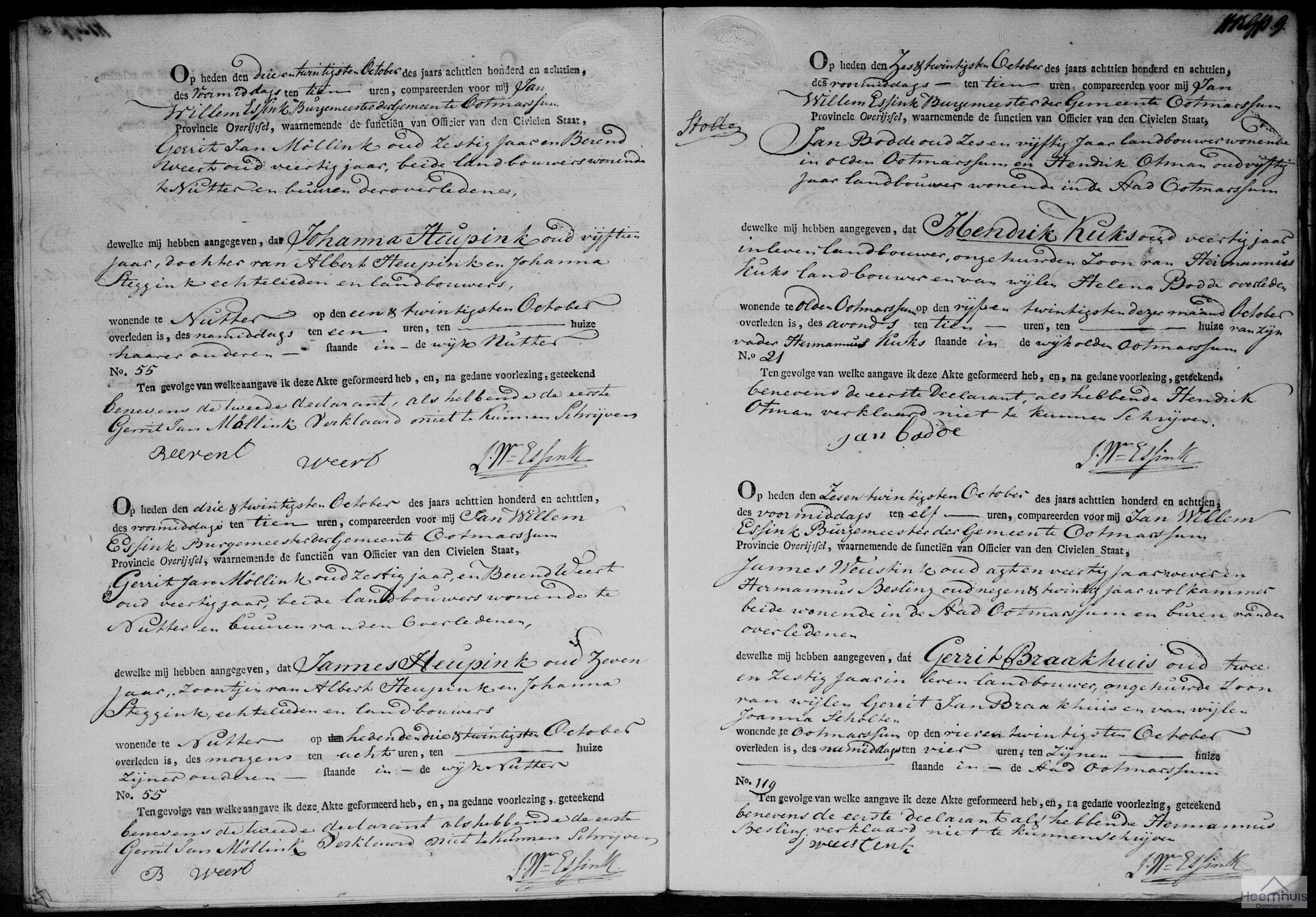 Overlijdensakte van Hendrik Kuks