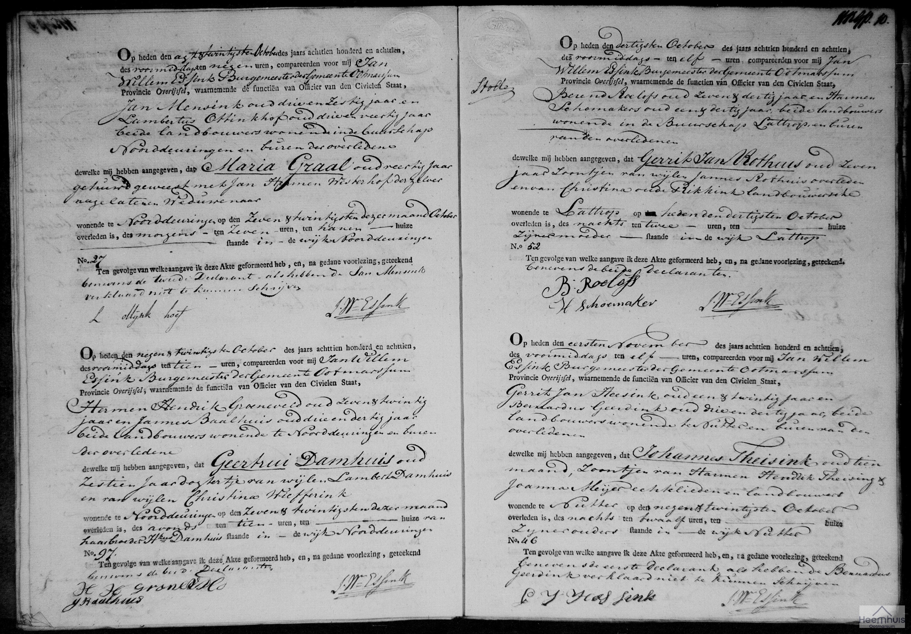 Overlijdensakte van Gerrit Jan Rothuis