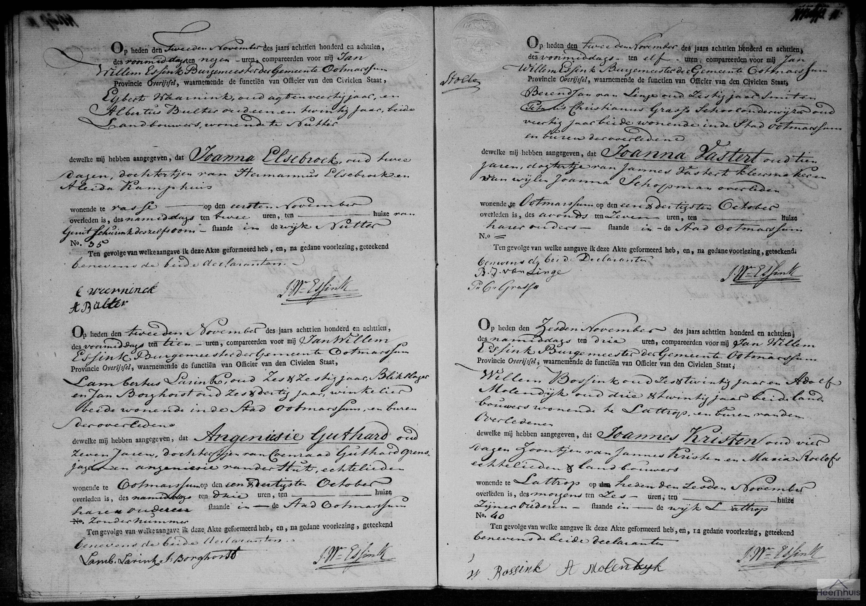 Overlijdensakte van Joanna Vastert