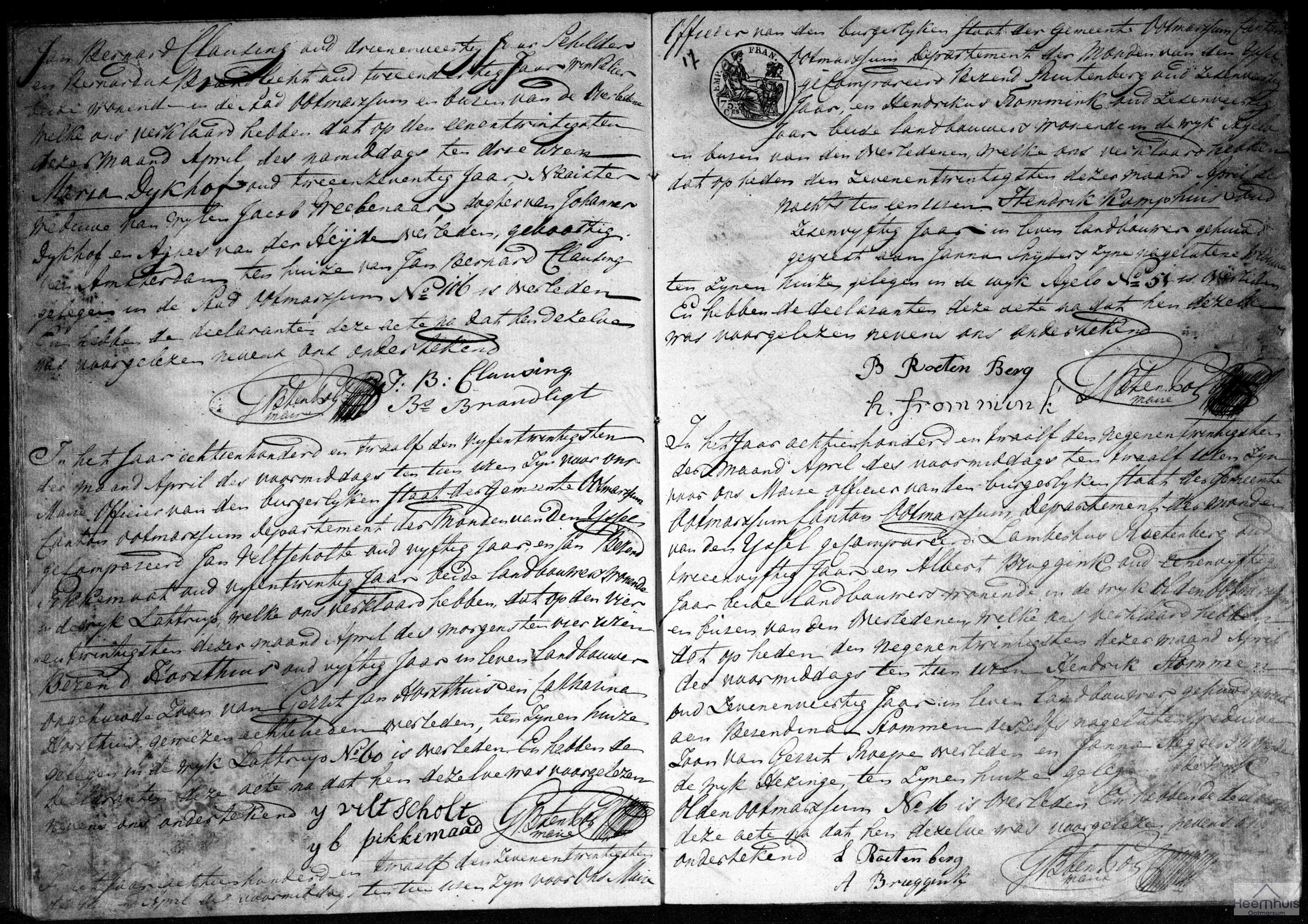 Overlijdensakte van Hendrik Stommen