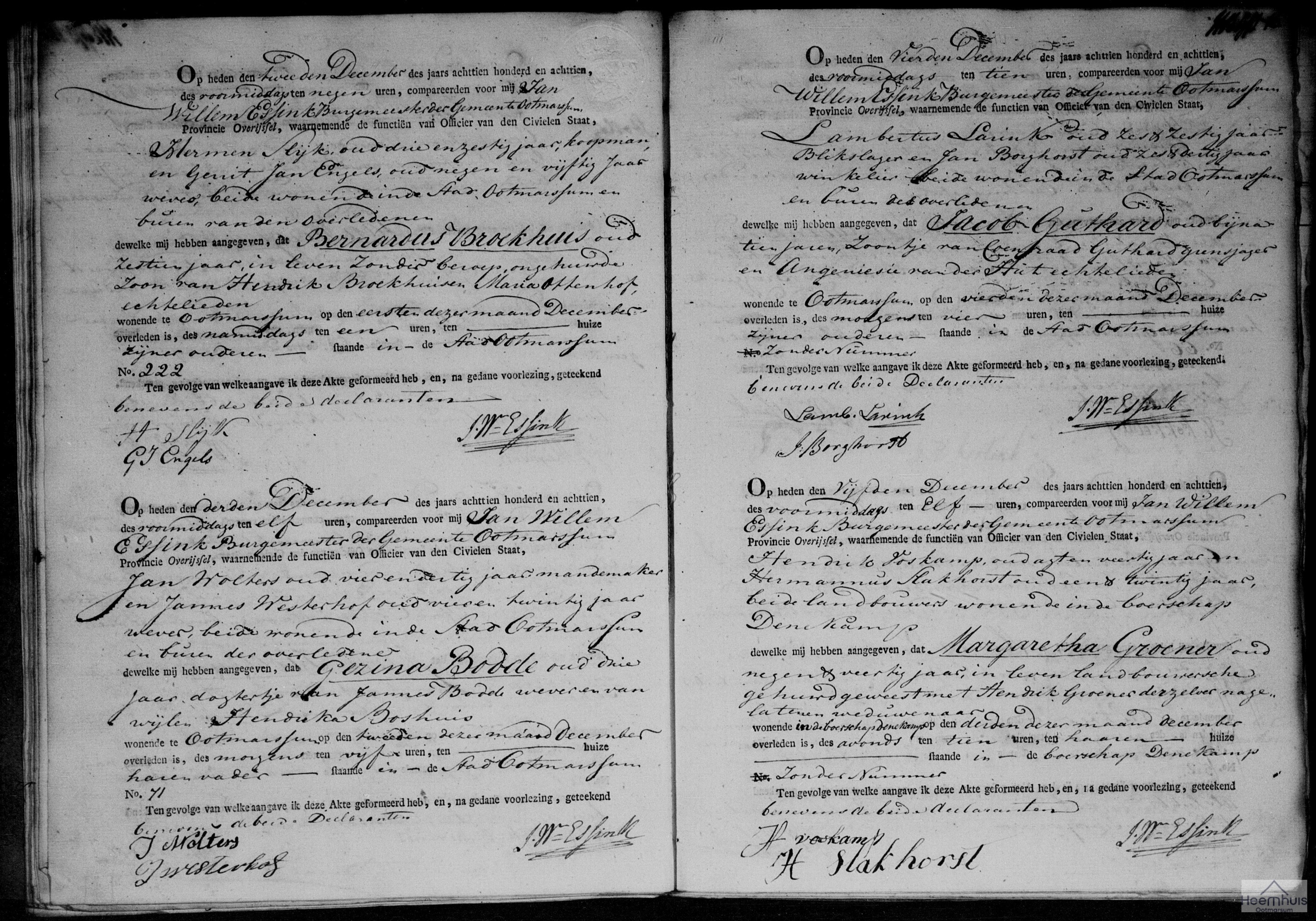 Overlijdensakte van Jacob Guthard