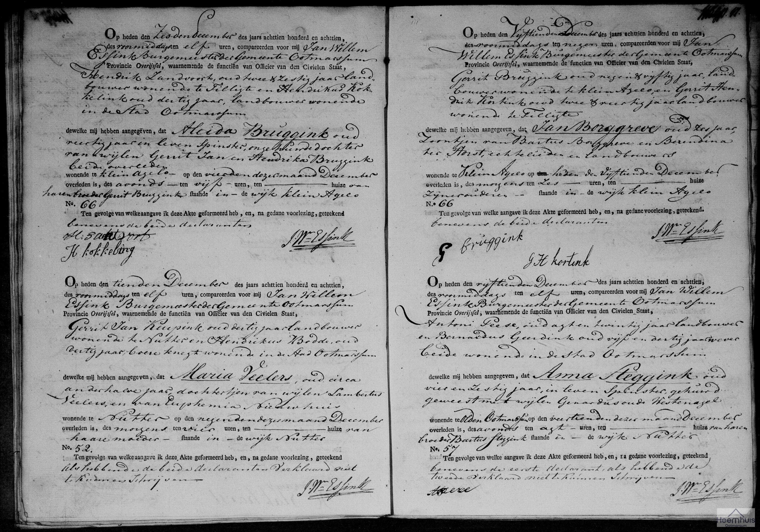 Overlijdensakte van Jan Borggreve