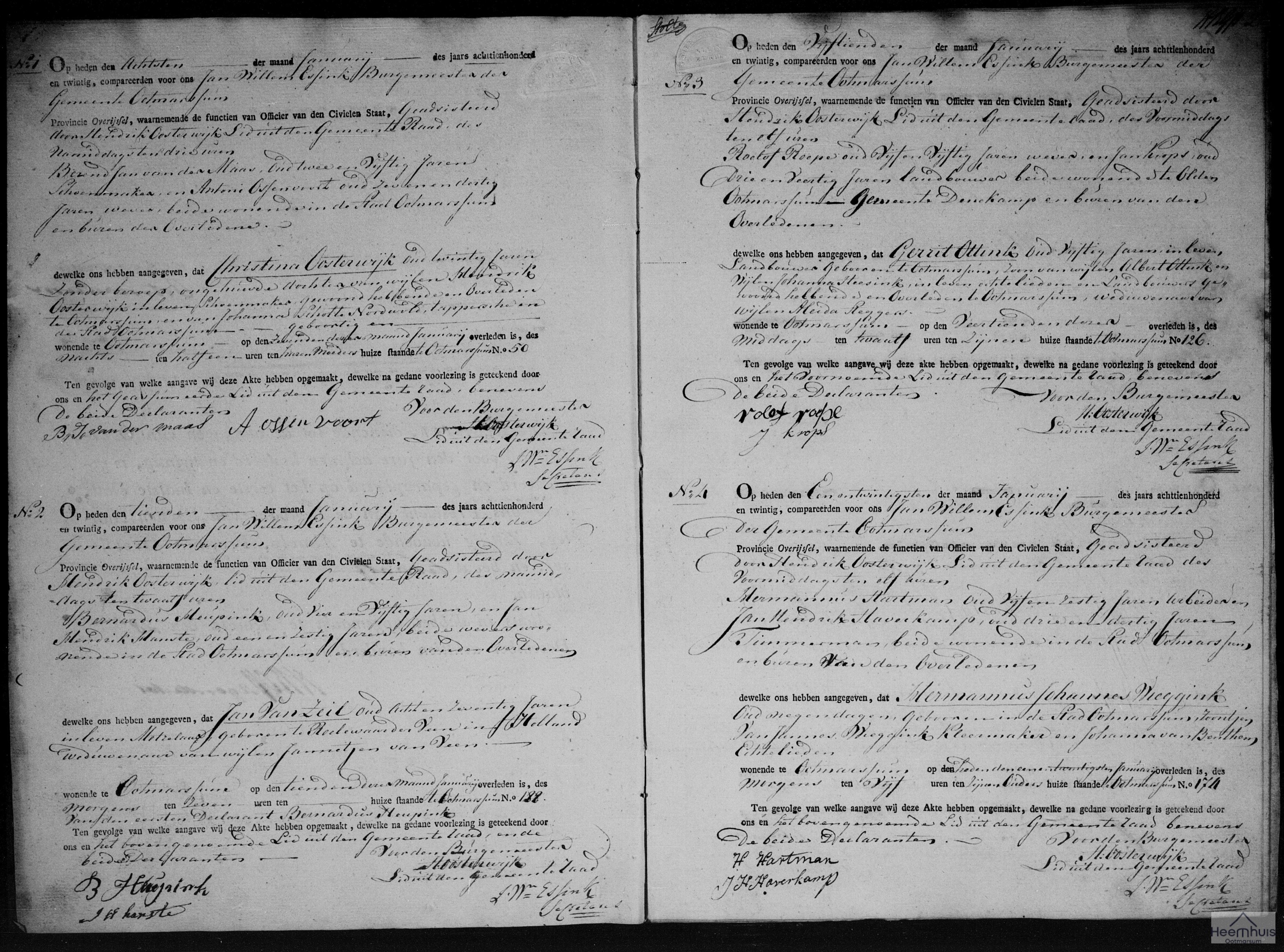 Overlijdensakte van Hermannus Johannes Wieggink