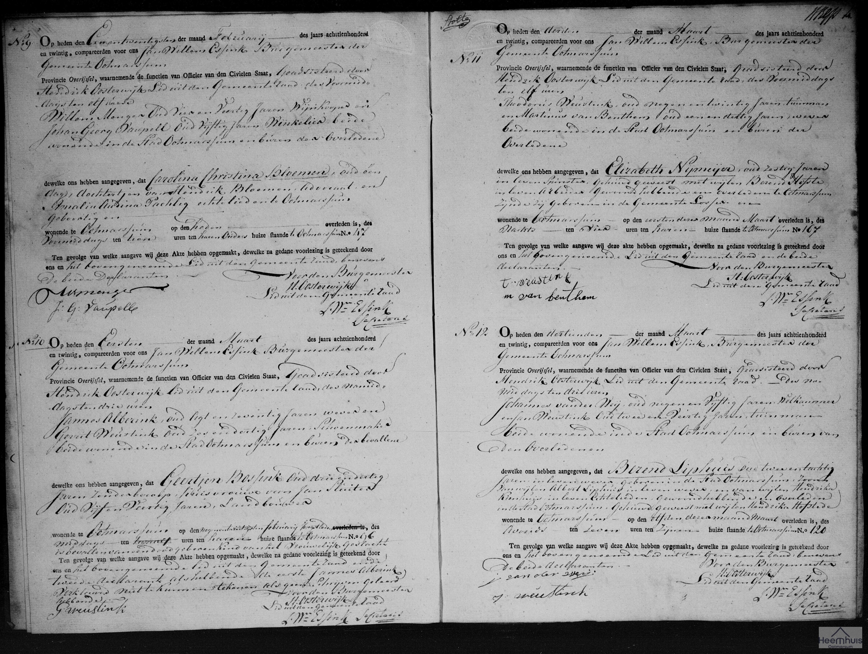 Overlijdensakte van Carolina Christina Bloemen