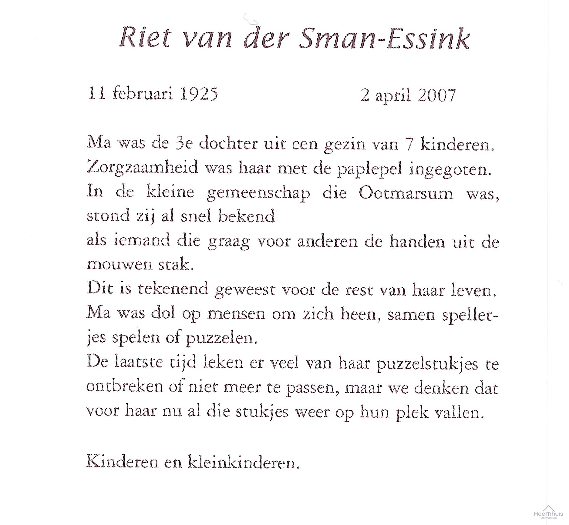 Bidprentje van Maria Theresia Martina Essink