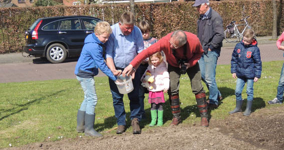 Jeugdnatuurclub zaait wild bloemenmengsel aan de Alleeweg